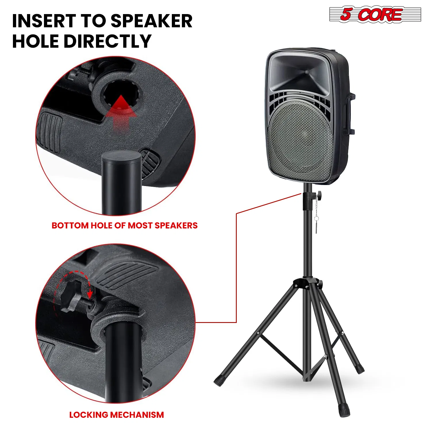 5 Core Speaker Stand Tripod Floor Adjustable Up to 48 Inch DJ Studio Monitor Stands Short Pole Mount photo 8