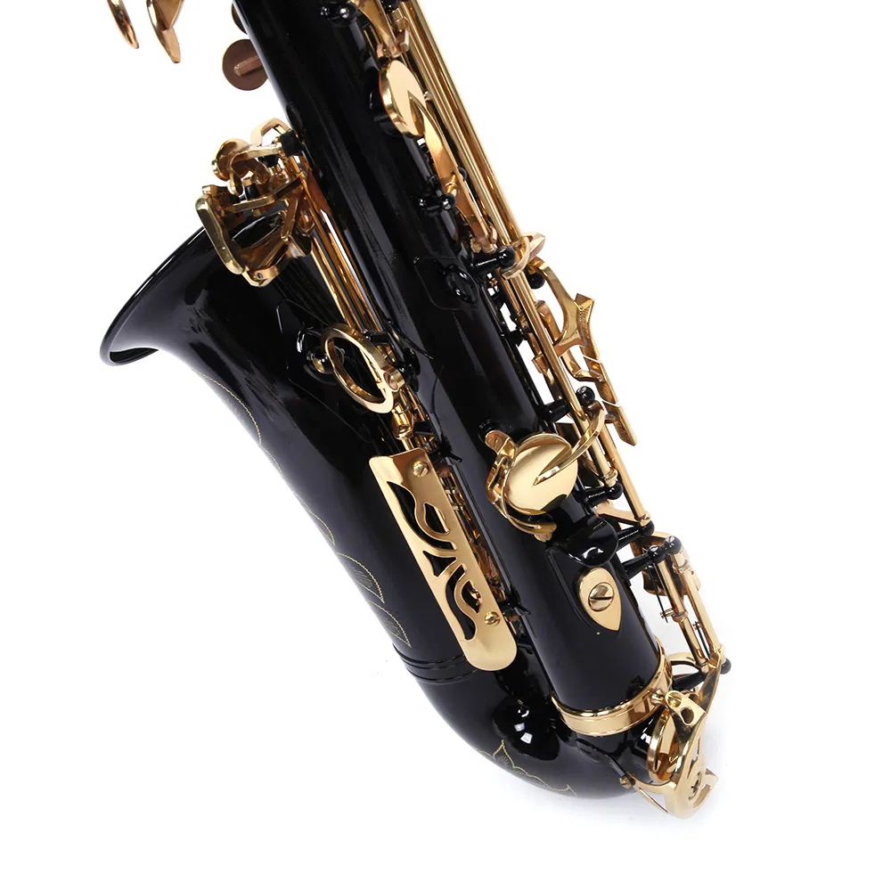Be Brass Carving Pattern Pearl White Shell Button Saxophone with Strap Black photo 2