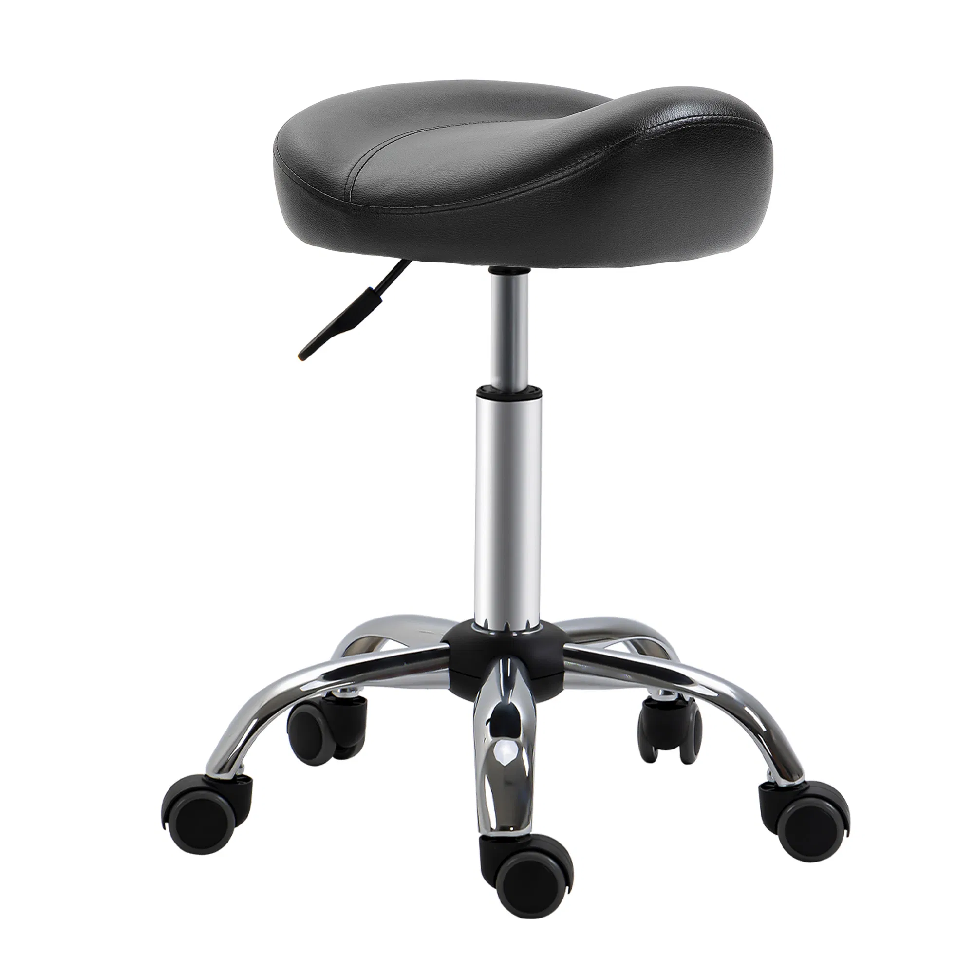 Saddle Stool Height Adjustable Rolling Salon Chair PU Leather Black for Massage Spa Clinic Beauty Tattoo photo 1