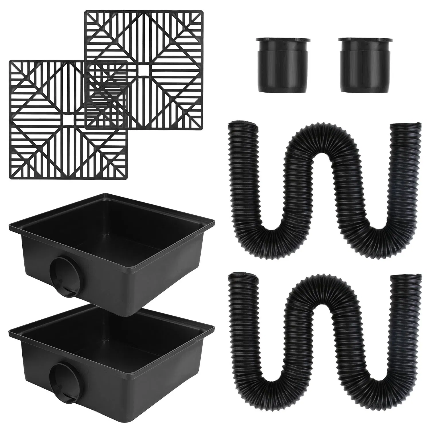 2Pcs Gutter Downspout Extension Low Profile No Deep Digging Catch Basin Downspout Extender with 4.9FT Flexible Extendable Hose For House Foundation Protection photo 3