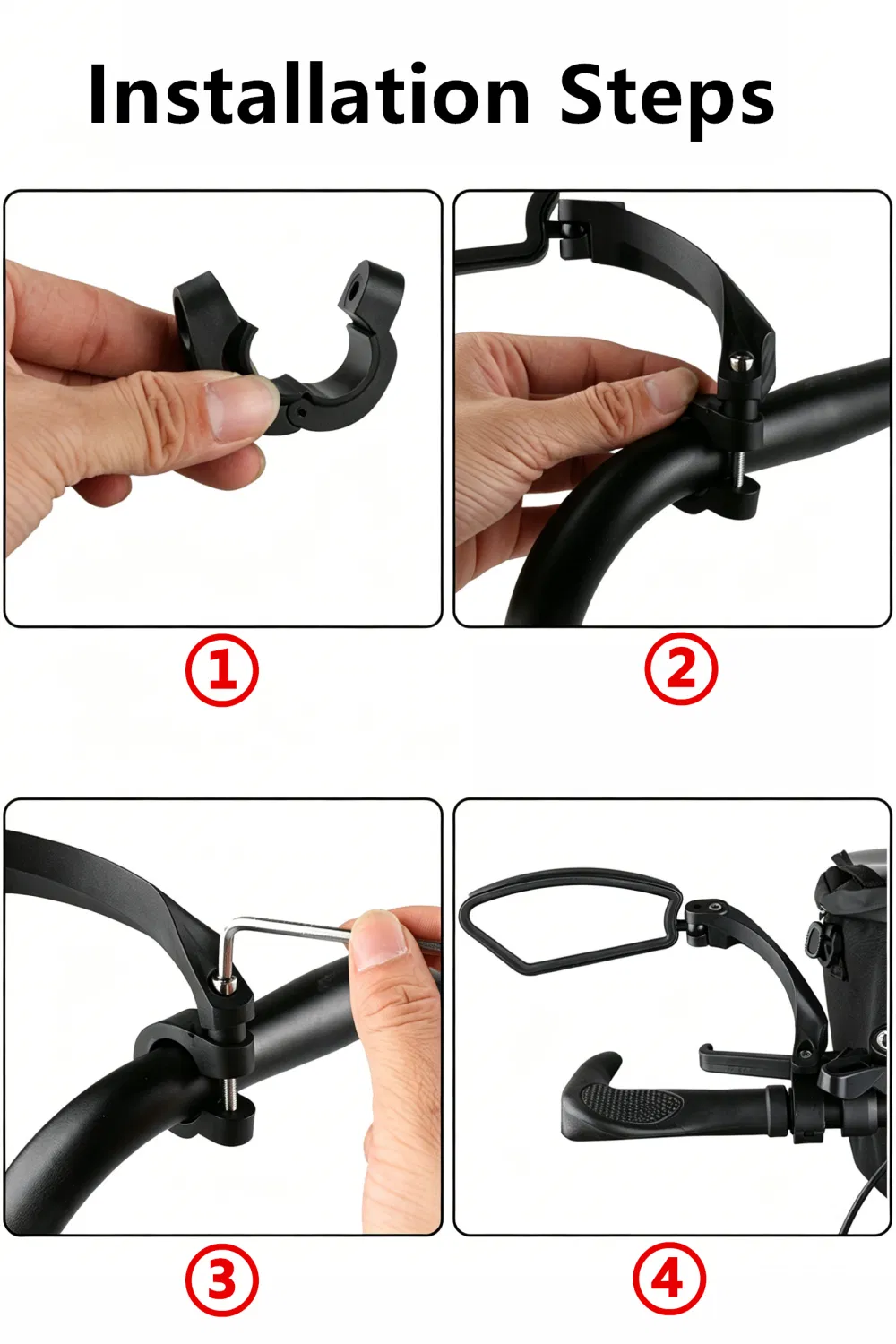 1 Pair Adjustable Bike Mirror HD Wide Angle Handlebar Mount Rear Bicycle View Mirrors (Logistics only For USPS.TK/TMEU only For self-pickup) photo 5