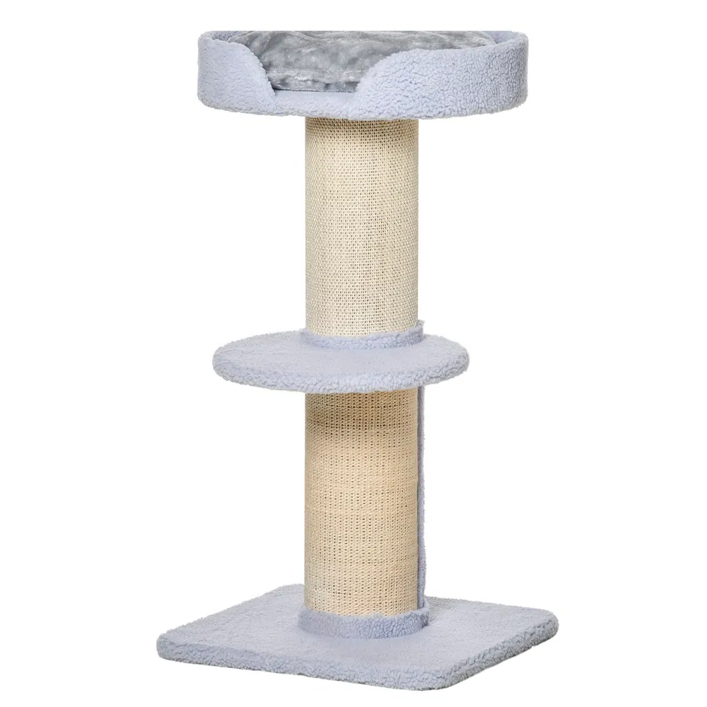 Cat Tree Kitty Tower with Sisal Mat Scratching Post, Cat Bed, Cushion, Perch, 18" x 18" x 36", Light Blue photo 7
