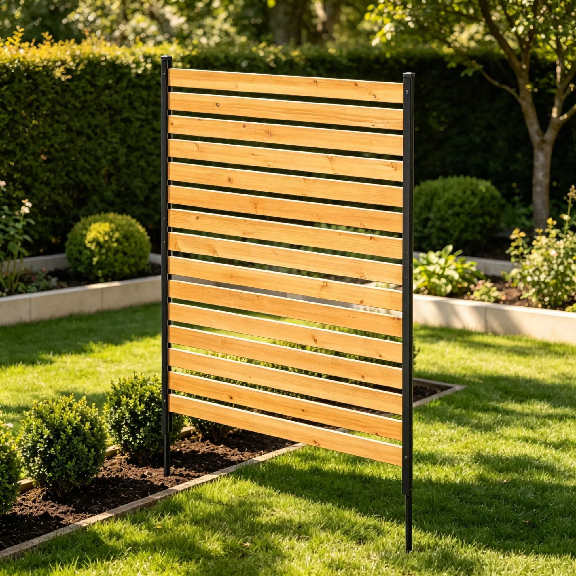 39" W x 61" L Wood Privacy Fence Panel, AC & Pool Equipment Screen with Metal Stakes, Easy DIY Installation, for Garden & Outdoor Use photo 5