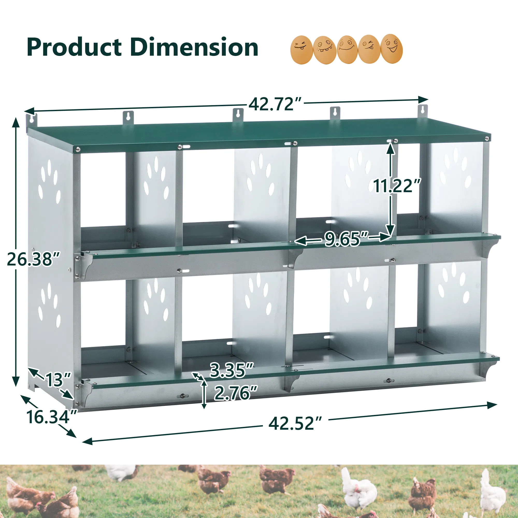 8 Room Metal Chicken Nesting Boxes 8 Compartment Egg Coop photo 6