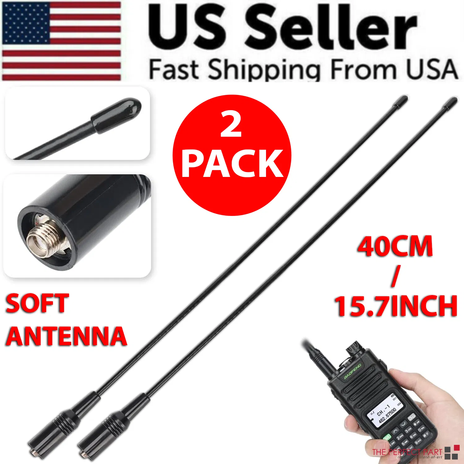2-Pack For Baofeng UV5R UV-82 144/430MHz Dual Band Antenna NA771 SMA Female 10W photo 2