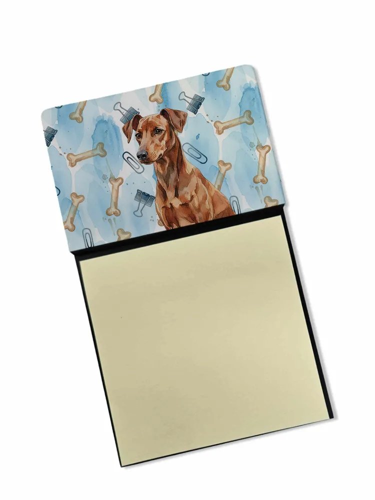 Red German Pinscher Coworker Watercolor Sticky Note Holder Refillable Dispenser Desk Accessory 3x3 Pad Gift photo 8