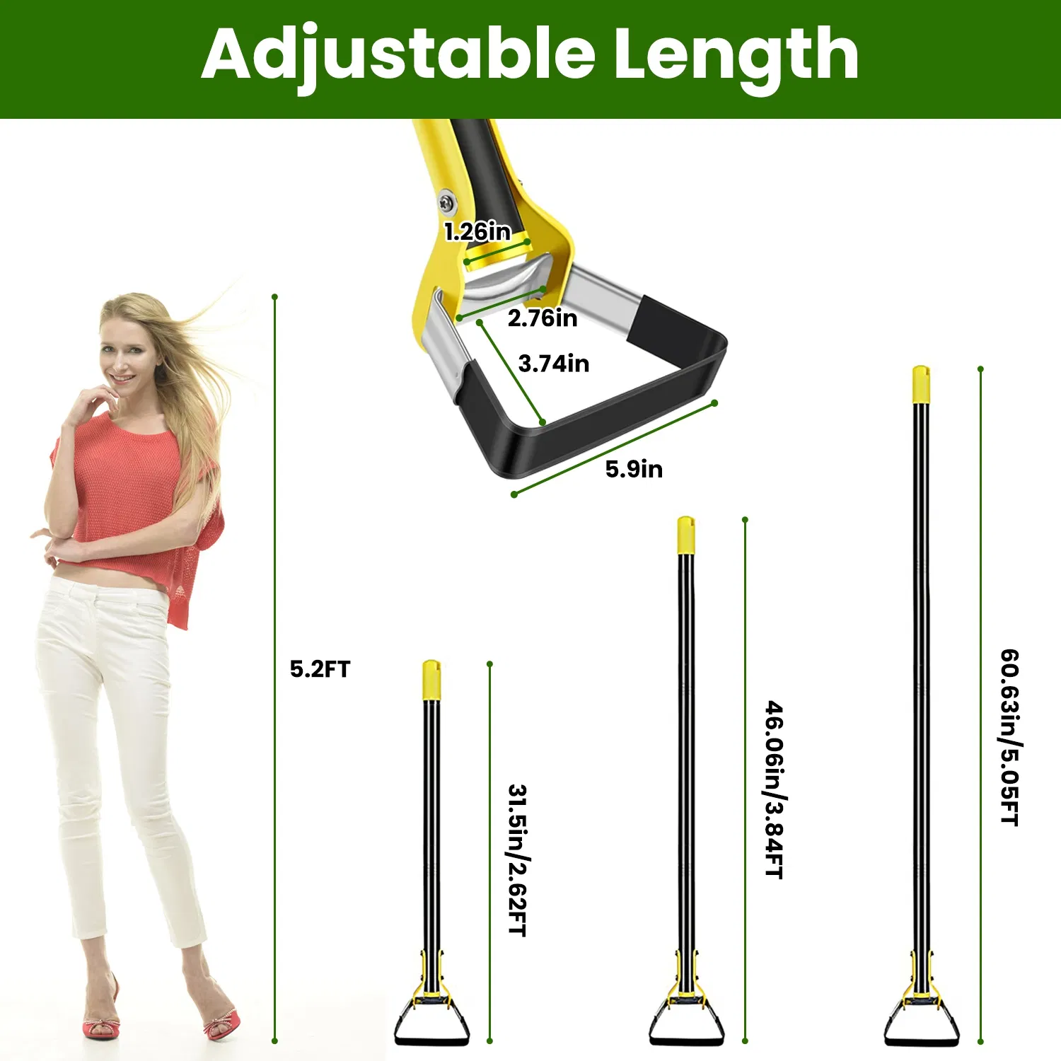 46.06in Adjustable Garden Hoe Handheld Stirrup Hula Hoe Scuffle Loop Hoe Gardening Weeder Cultivator Weeding Rake for Weeding/Loosening Soil photo 8