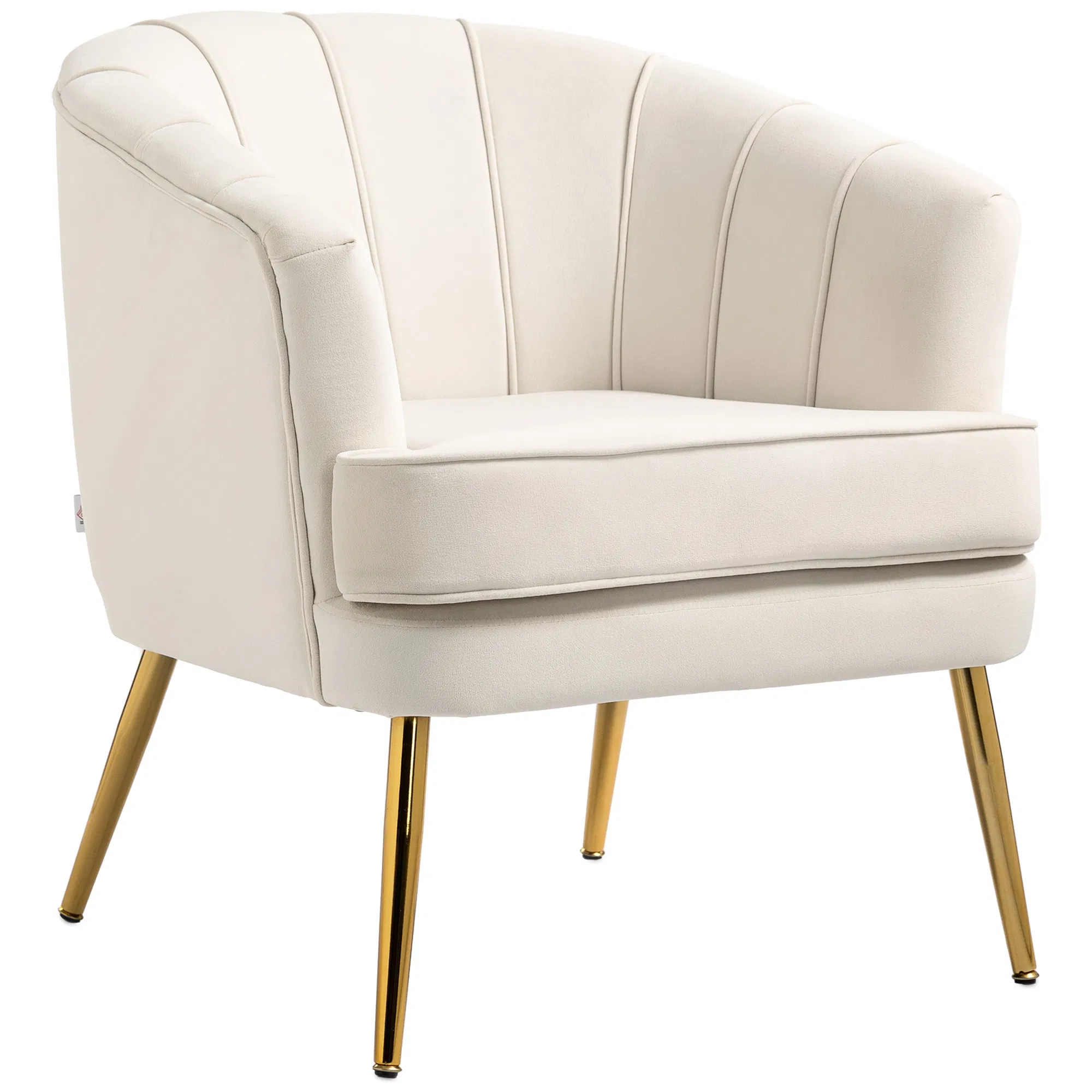Fabric Armchair, Modern Accent Chair with Gold Metal Legs for Living Room, Bedroom, Home Office, Cream White photo 1