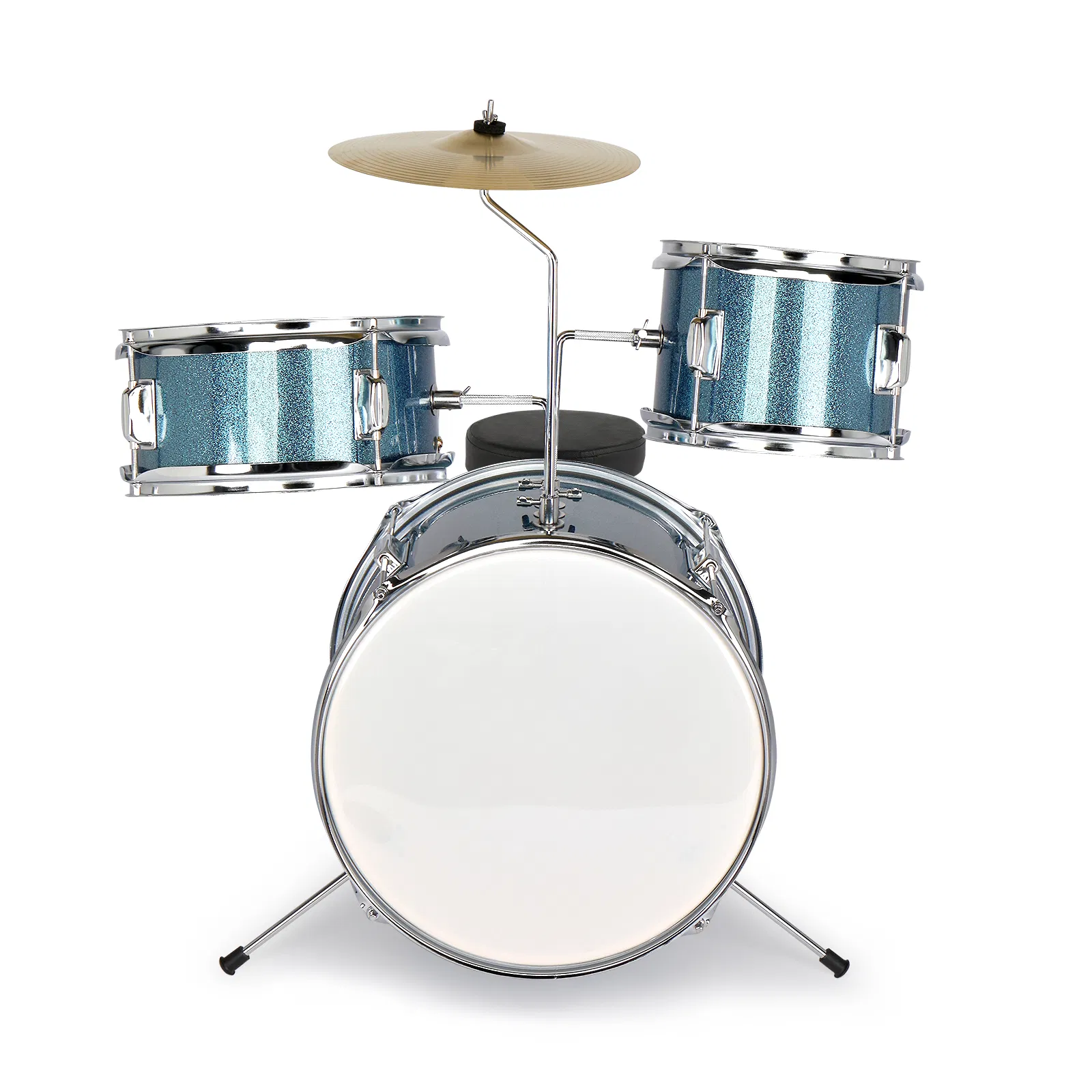 [Do Not Sell on Amazon]14"x10" 3-Pieces Junior Kids Drum Set Kit Pedal Drum Stick Wrench Drum Stool Sky Blue photo 1