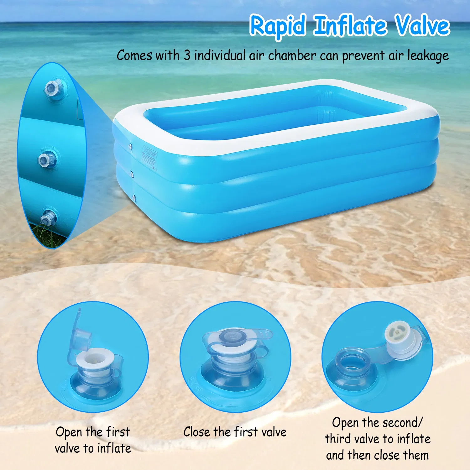 Inflatable Pool for Adults 103*69*24inch Family Swim Play Center Pool Blow up Kiddie Pool for Family Inflatable Lounge Pool photo 4