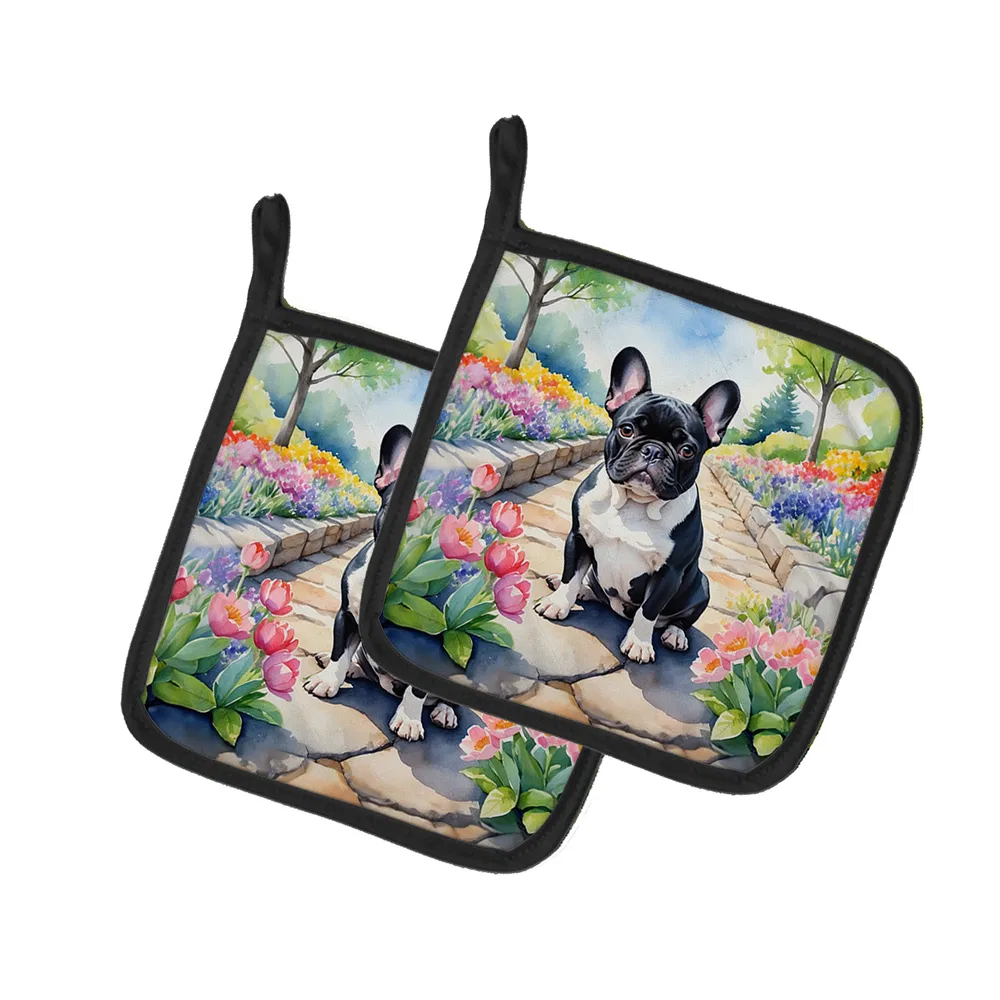 French Bulldog Spring Path Pair of Pot Holders Kitchen Heat Resistant Pot Holders Sets Oven Hot Pads for Cooking Baking BBQ, 7 1/2 x 7 1/2 photo 8