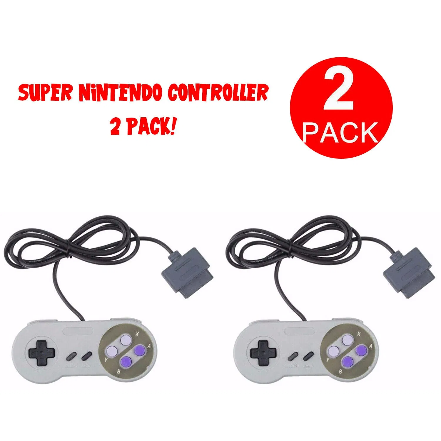 2 FOR New Super Nintendo SNES System Console Replacement Controller 6FT SNS-005 photo 6