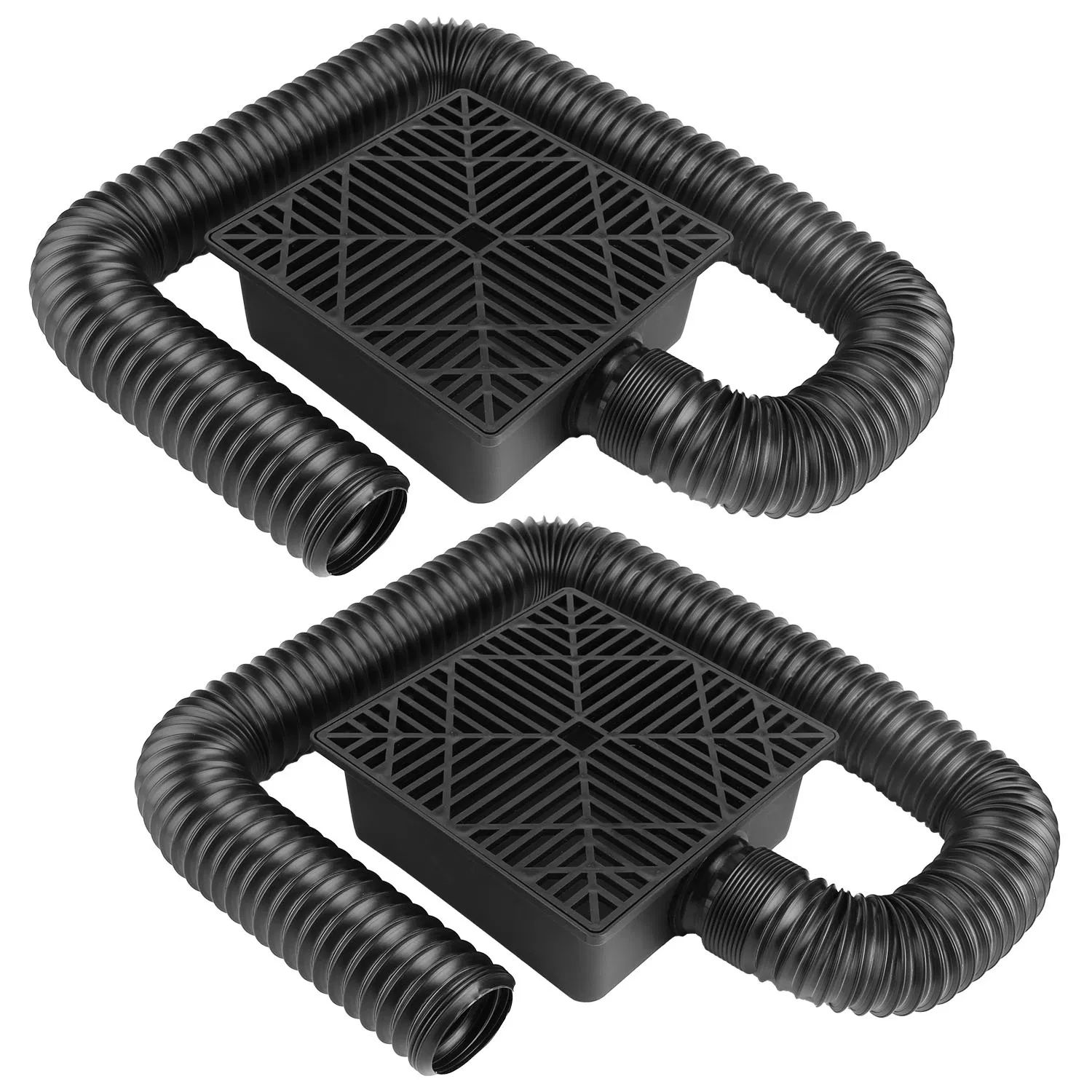 2Pcs Gutter Downspout Extension Low Profile No Deep Digging Catch Basin Downspout Extender with 4.9FT Flexible Extendable Hose For House Foundation Protection photo 1