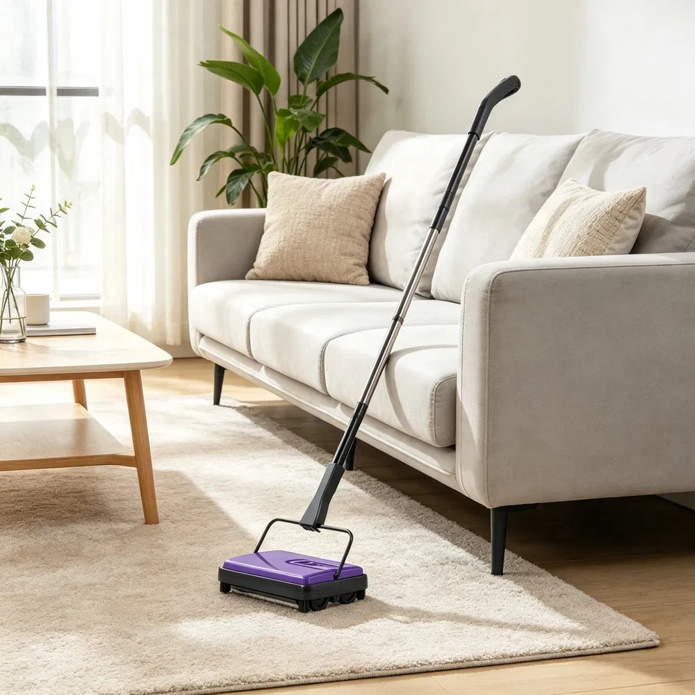 6.7" Manual Carpet Sweeper, Floor Sweeper with 300 ml Dustbin for Pet Hair & Home Office photo 7
