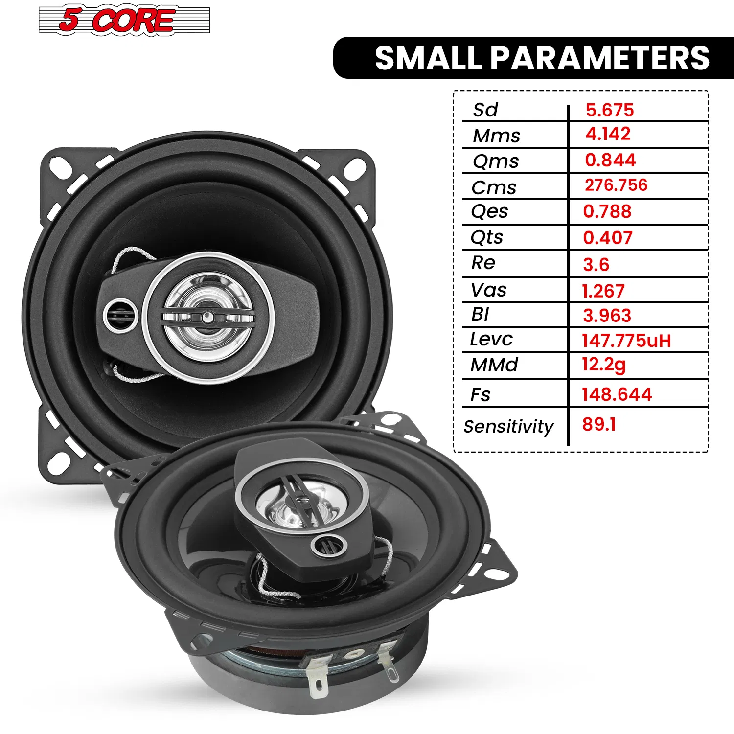 5Core Coaxial Car Door Speakers 4' Pair 250W 4Ohm 2 Way Woofer Audio w Tweeter photo 7