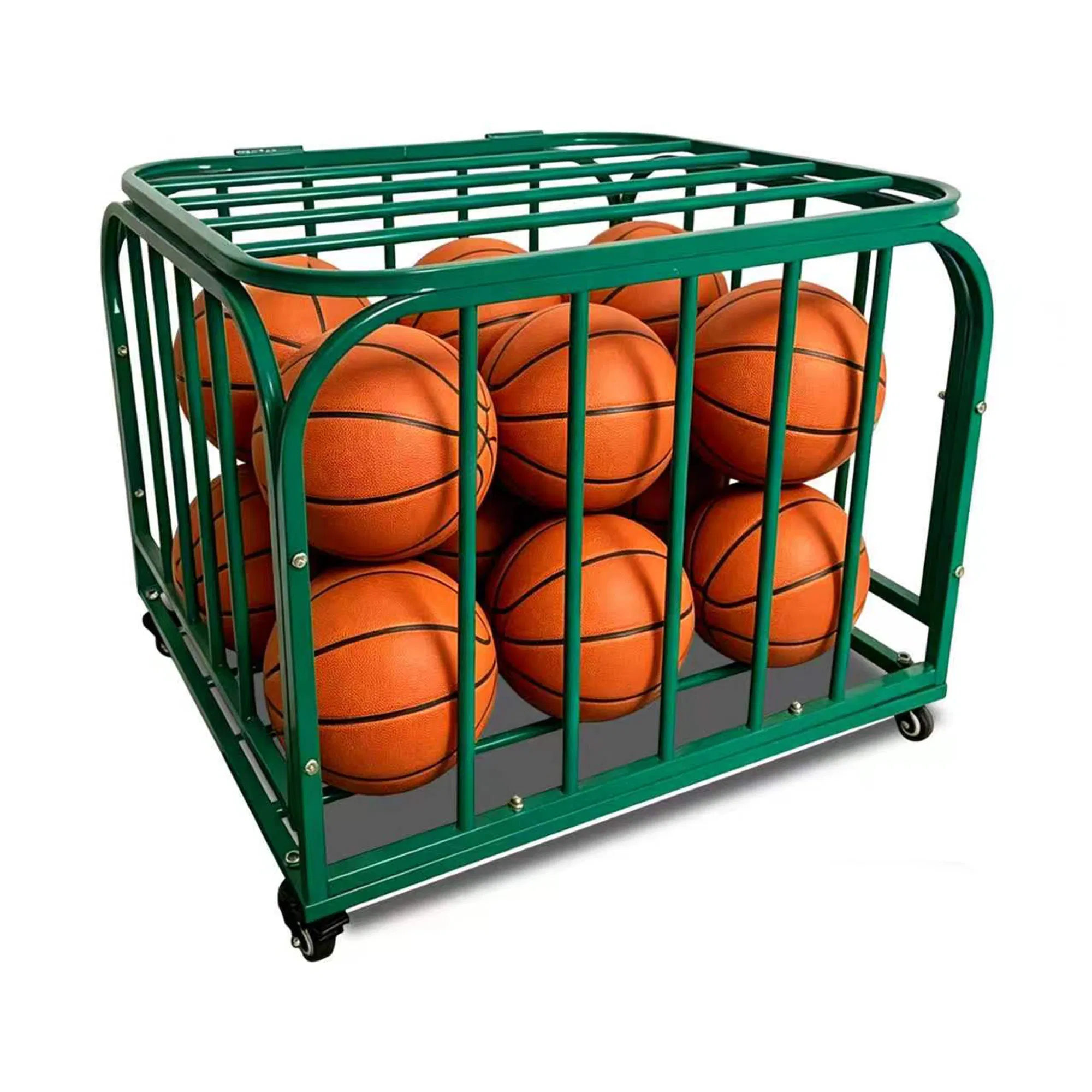 Ball Storage Cart, Basketball or Volleyball Storage Bin with Wheels, Basketball Holder Cage for Indoor and Outdoor, Gym, School, Club photo 1