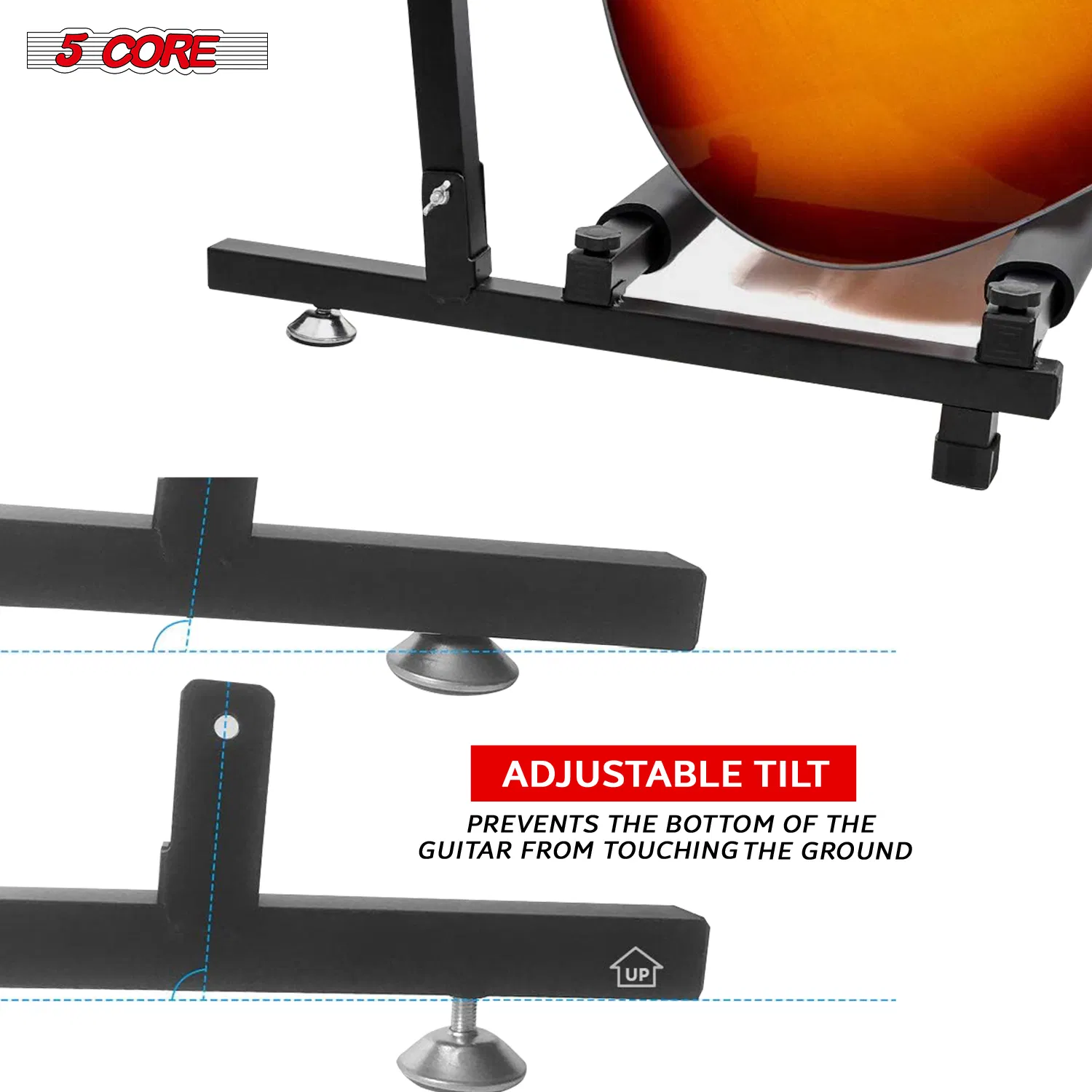 5 Core Guitar Rack 3 Slot Multi Guitar Stand Triple Display Floor Stand Safe Storage Foldable Portable for Electric Acoustic Flying V Guitars photo 8