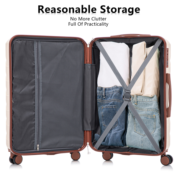 3 in 1 ABS&PC Trolley Box 20in 24in 28in Trolley Box Iron Tie Rod ABSPC Alloy Beige photo 4