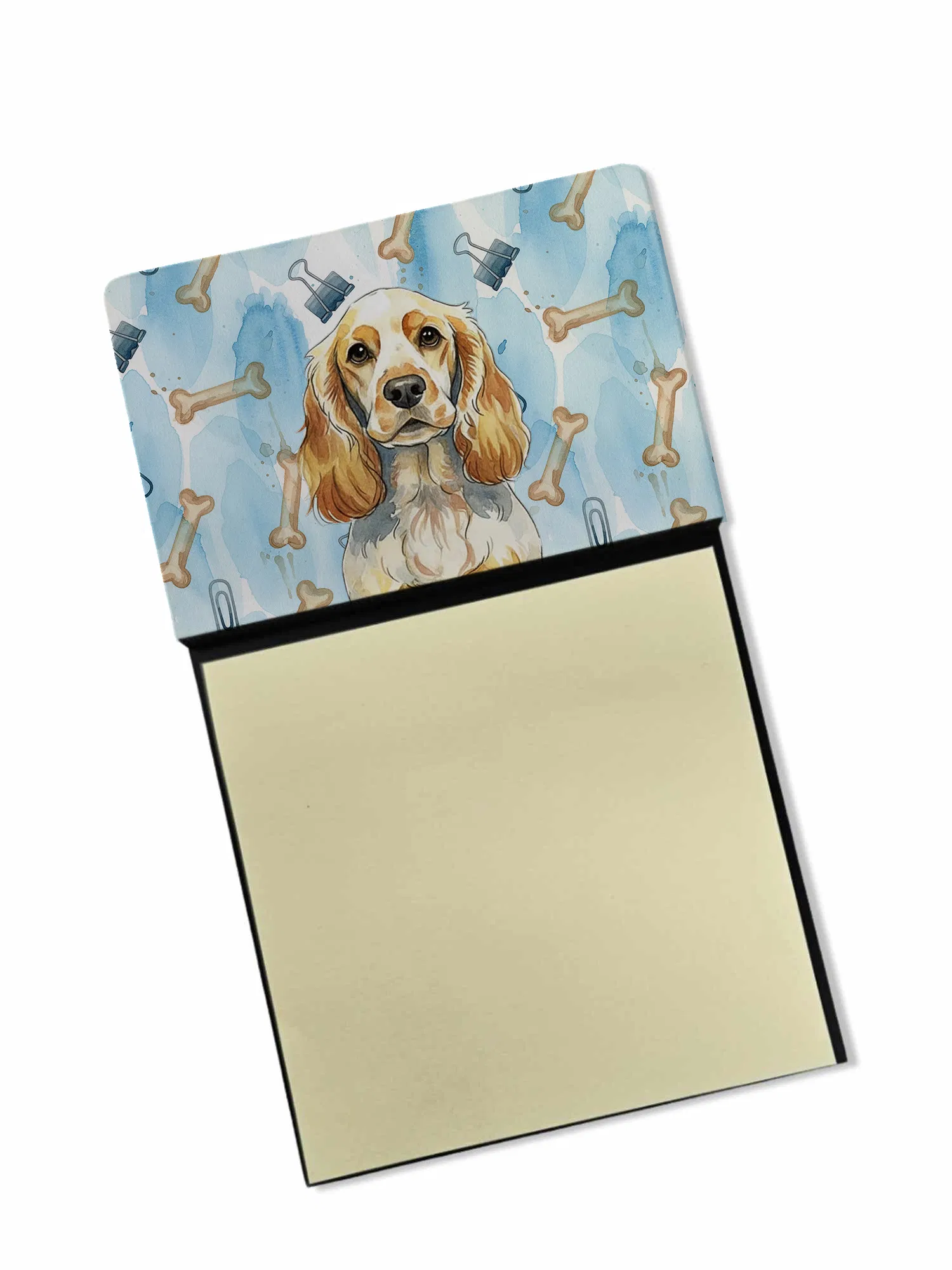 Lemon Roan English Cocker Spaniel Coworker Watercolor Sticky Note Holder Refillable Dispenser Desk Accessory 3x3 Pad Gift photo 1