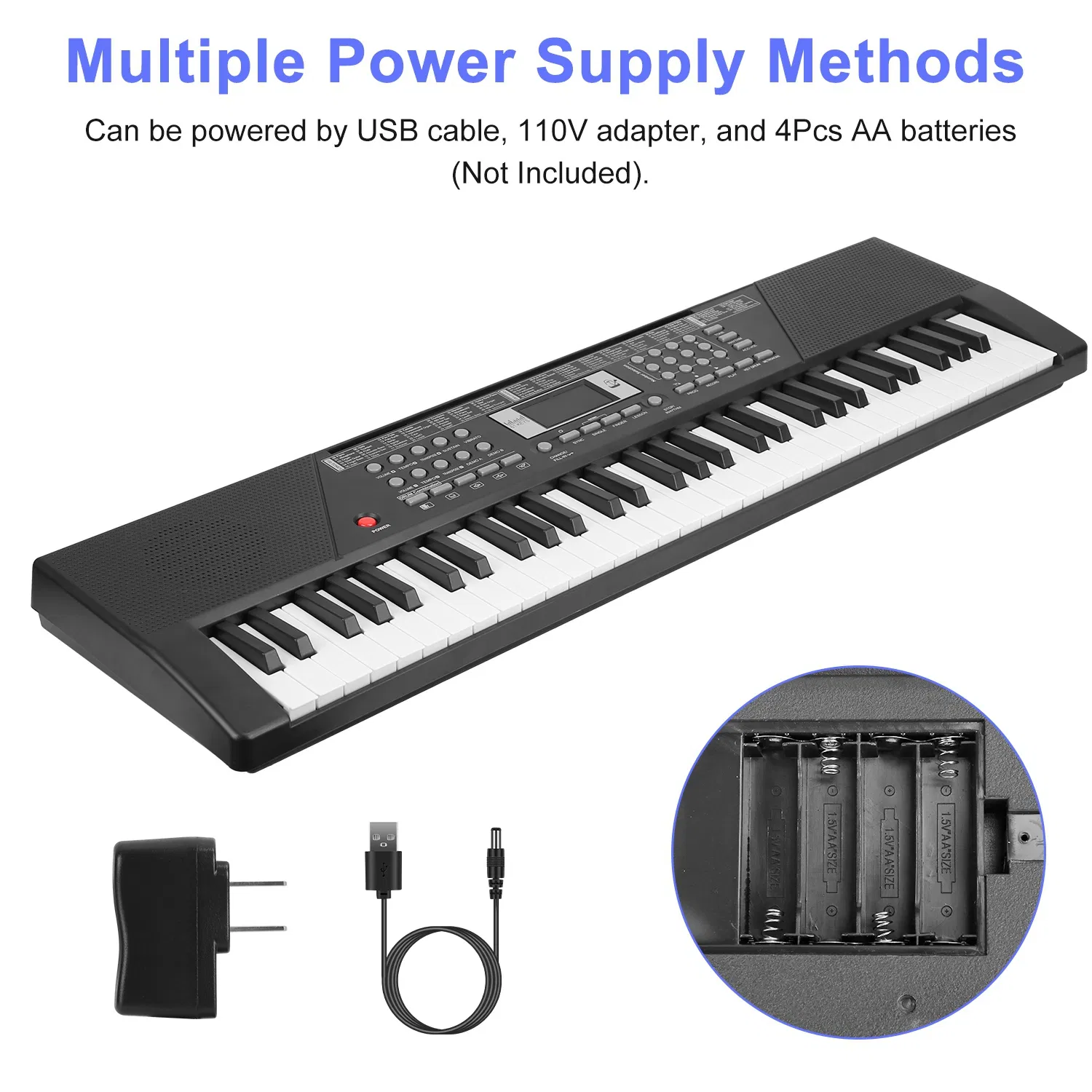 61-Key Multifunctional Piano Toy, 100 Tones & Rhythms with Microphone, Recording Function & Sheet Music Stand, Educational Keyboard for Kids Beginners photo 6