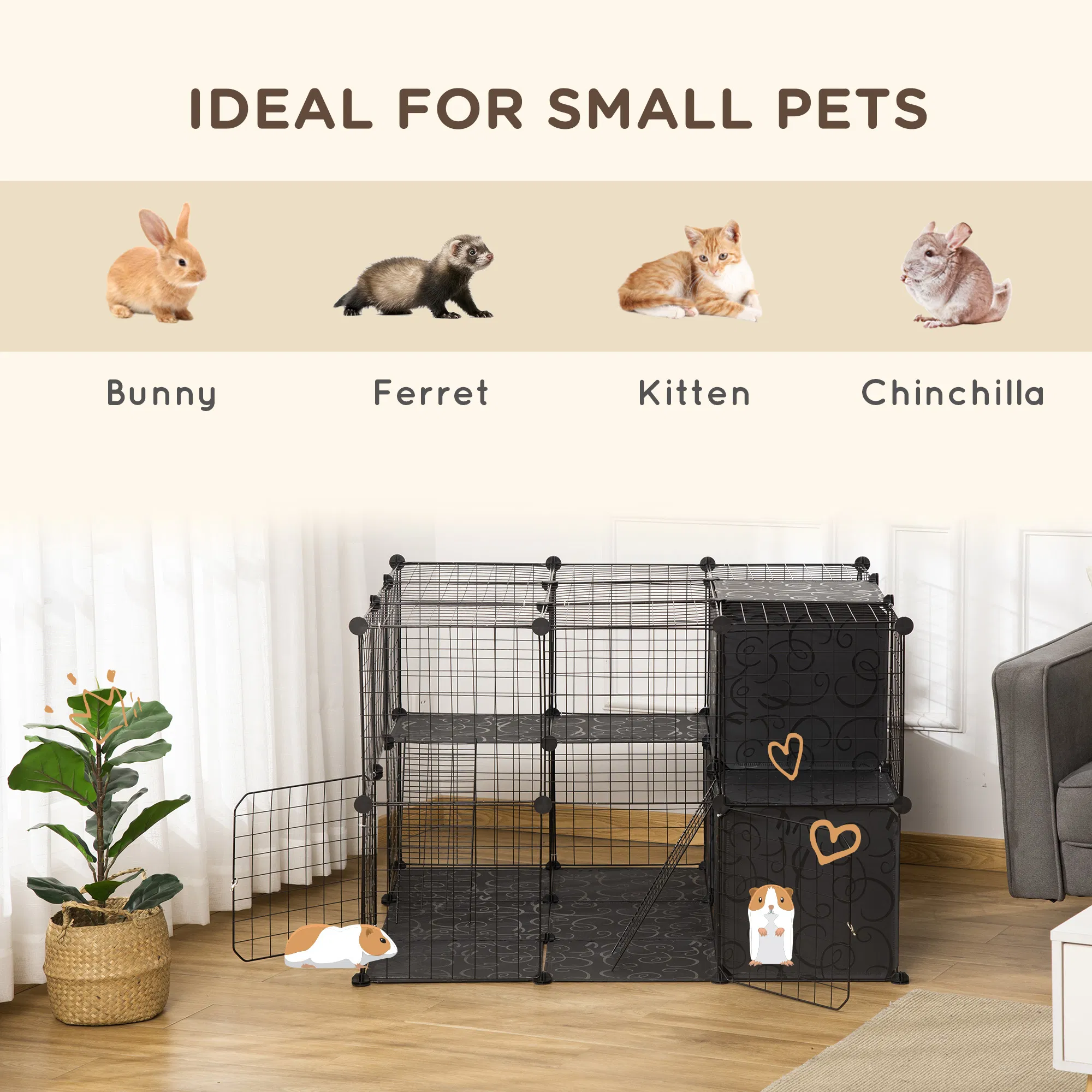 56 Panels Pet Playpen Small Animal Cage for Rabbit photo 3