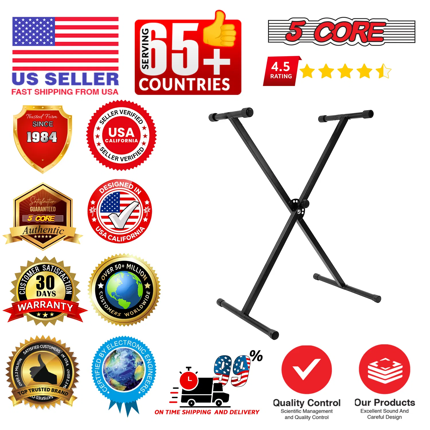 5 CORE Keyboard Stand Single X Style Adjustable Digital Electric Piano Riser Durable & Sturdy Music Synthesizer Holder Stands For 61 76 88 Keys photo 5