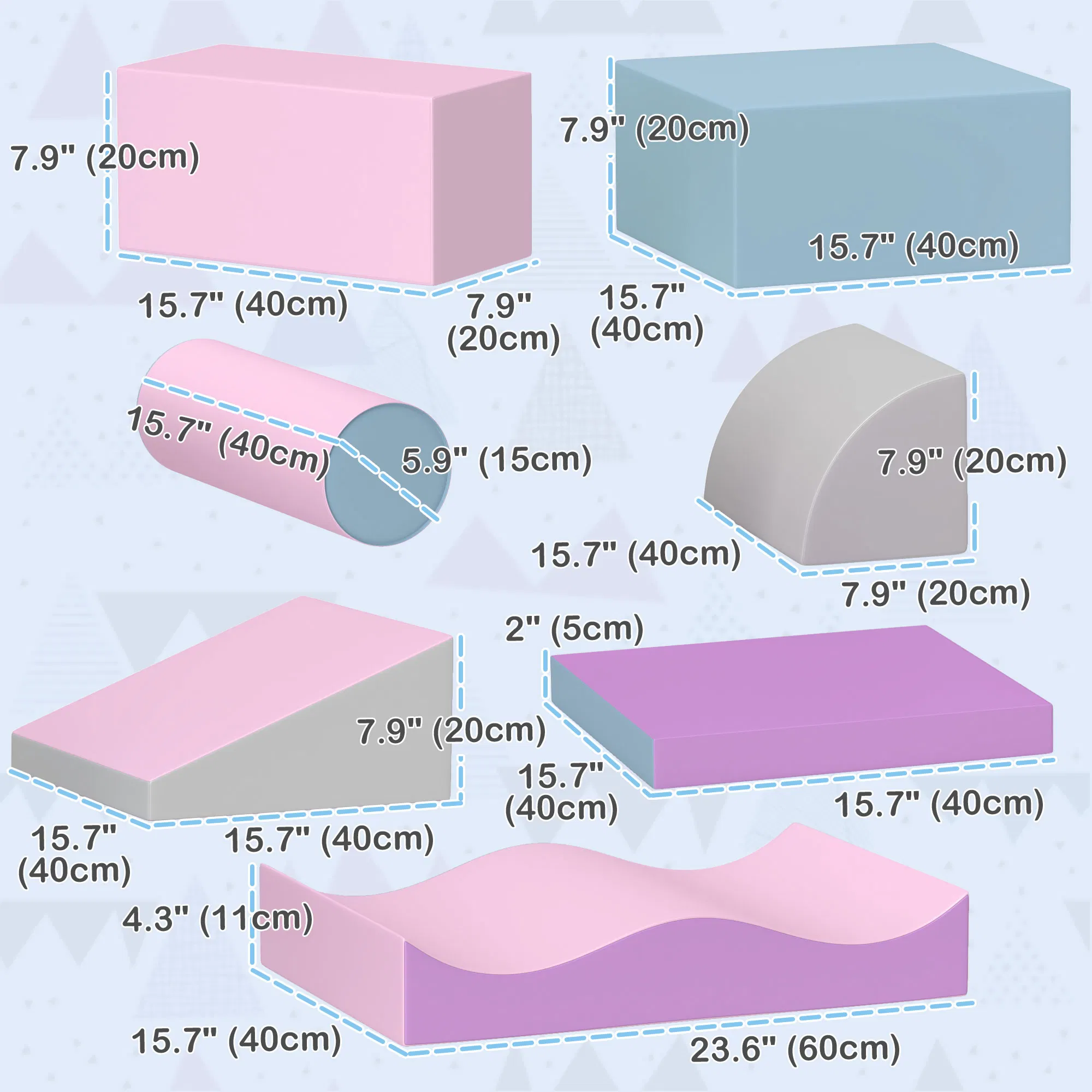 7 Pieces Soft Play Foam Climbing Blocks, Indoor Modular Kids Play Toys for Climbing, Crawling, Sliding, Light Colour photo 5