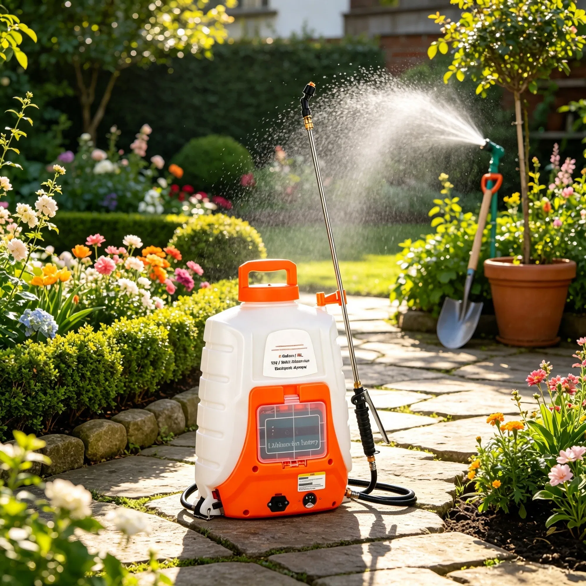Battery Powered Backpack Sprayer, 0-90 PSI Adjustable Pressure, 12V 8Ah Battery, 8 Nozzles & 2 Wands, Wide Mouth Lid, for Weeding & Cleaning photo 1