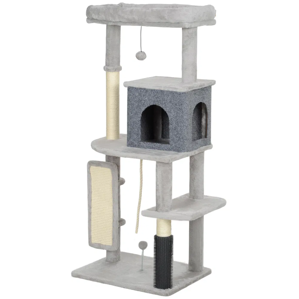 52 Inch Cat Tree with Scratching Posts, Cat Bed, Condo, Grooming Brush, Jumping Platforms, Toy Balls, Anti-tip Kit photo 7