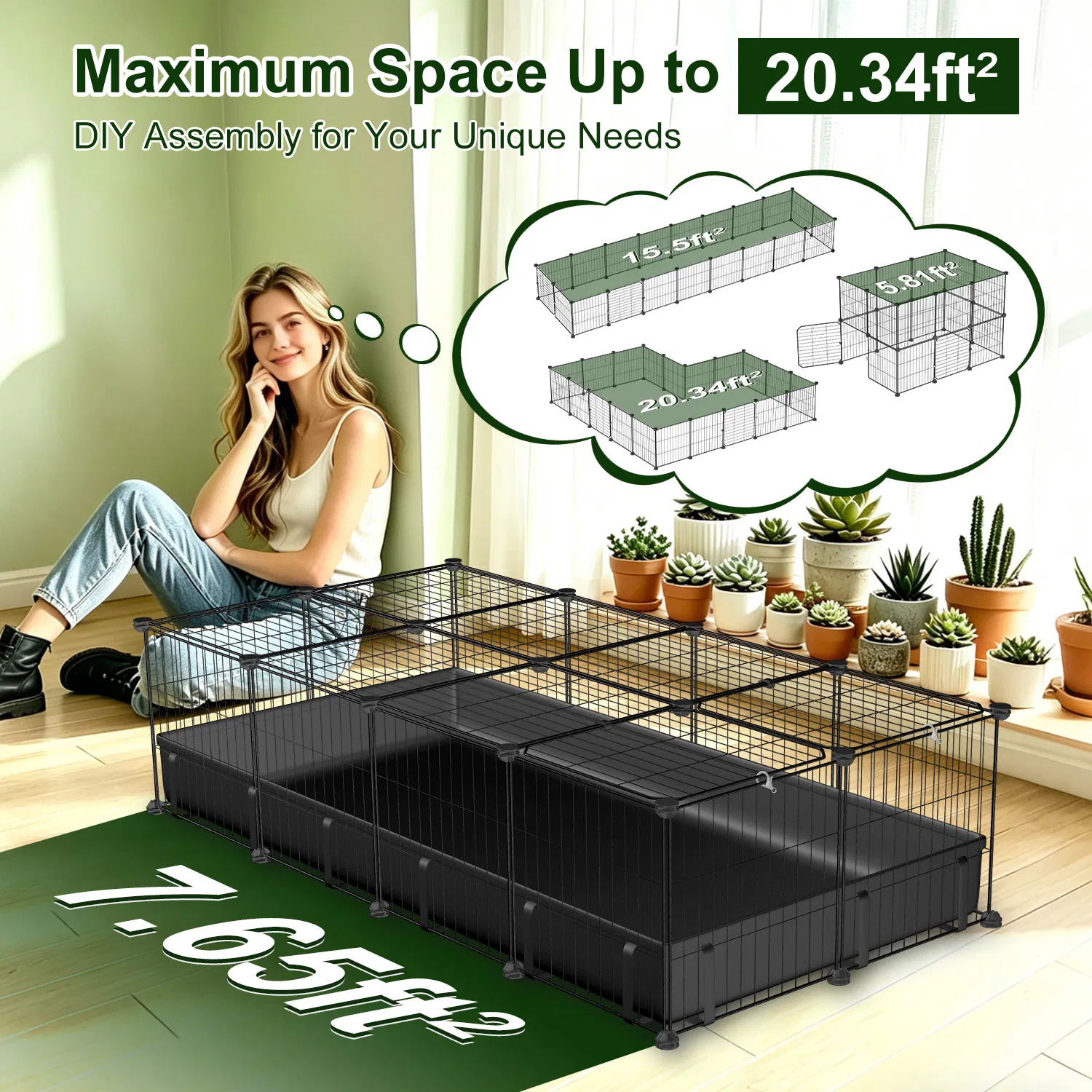 47x24x12" Guinea Pig Cage Small Animal Playpen DIY Metal Pet Enclosure with 20 Panels Waterproof Floor Mat for Hedgehogs Chickens Ducklings Rabbits Hamsters photo 4