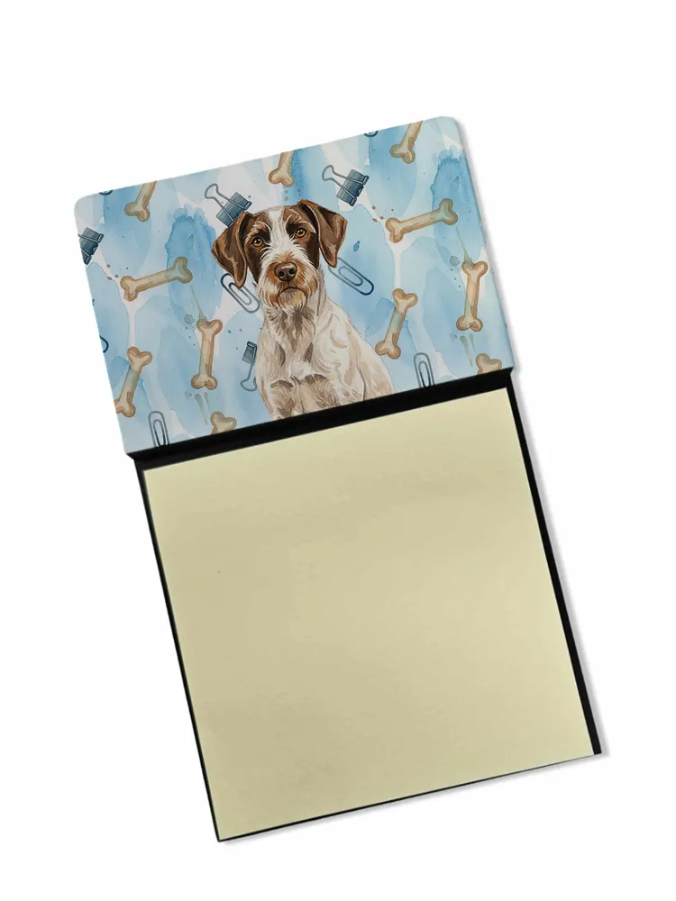 Liver and White German Wirehaired Pointer Coworker Watercolor Sticky Note Holder Refillable Dispenser Desk Accessory 3x3 Pad Gift photo 8