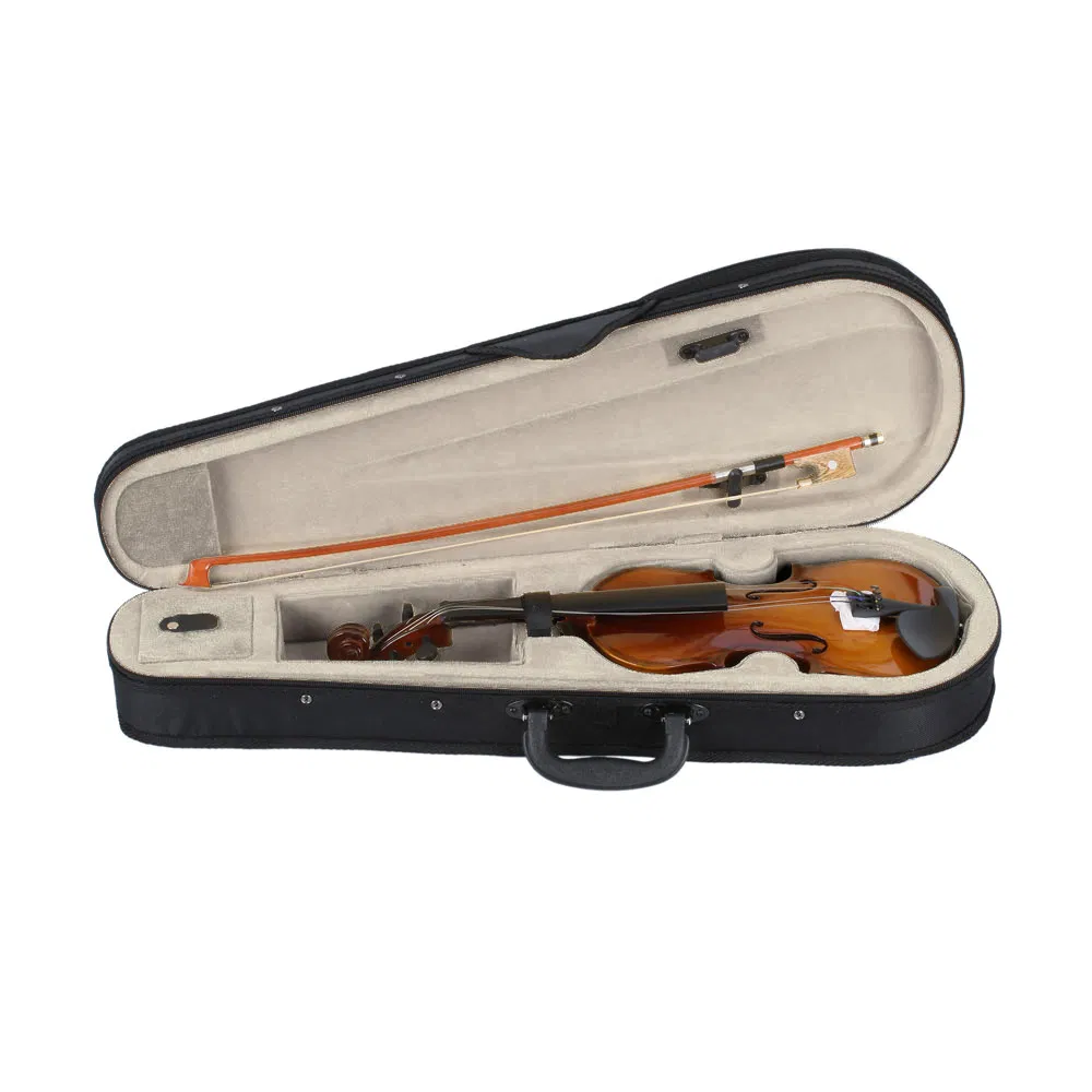 New 1/8 Acoustic Violin Case Bow Rosin Natural photo 4