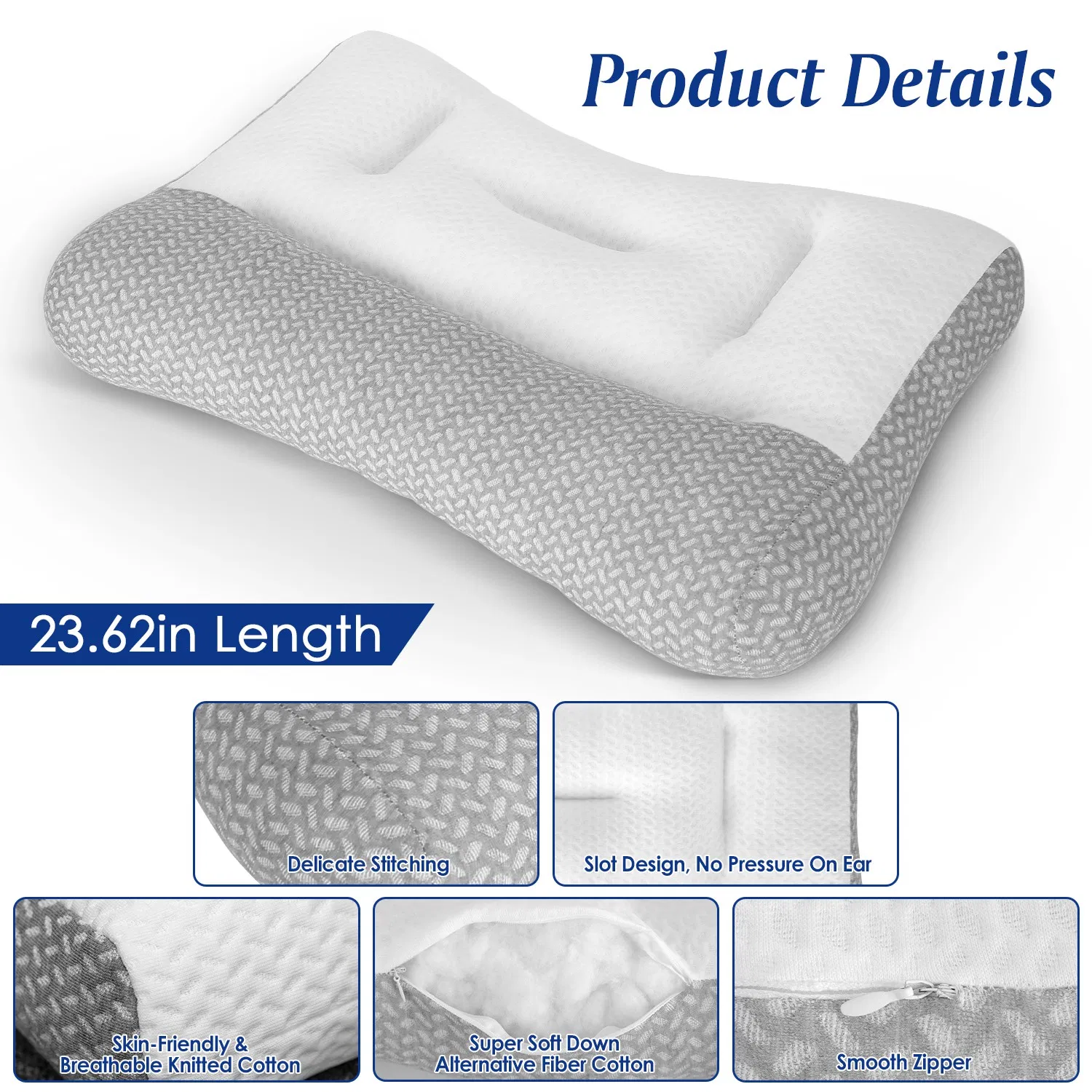 Ergonomic Bed Pillow Breathable Mesh Pillow for Neck Support Dual Height Design Down Alternative Pillow for Side Back Sleepers photo 2