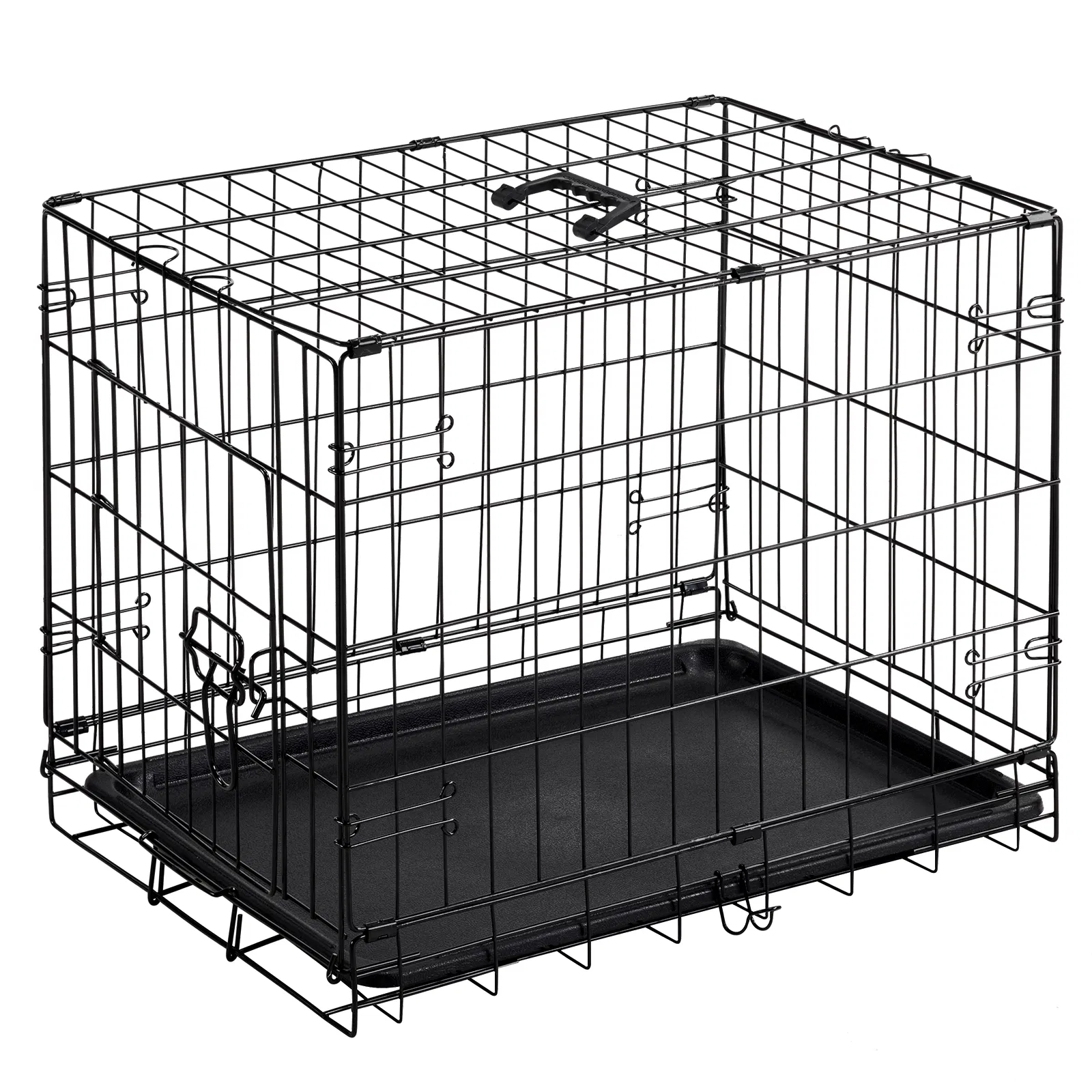 24 inch Single door Dog Cage - durable metal pet kennel, secure lock, collapsible design, removable tray for easy cleaning, portable puppy cage photo 1