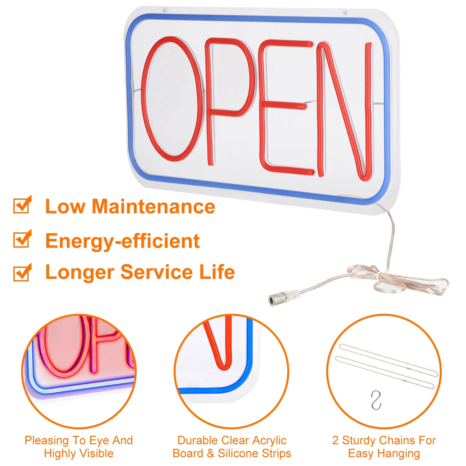 LED Open Sign 16.5x9.1in Business Neon Open Sign Advertisement Board with 11 Levels Adjustable Brightness photo 4