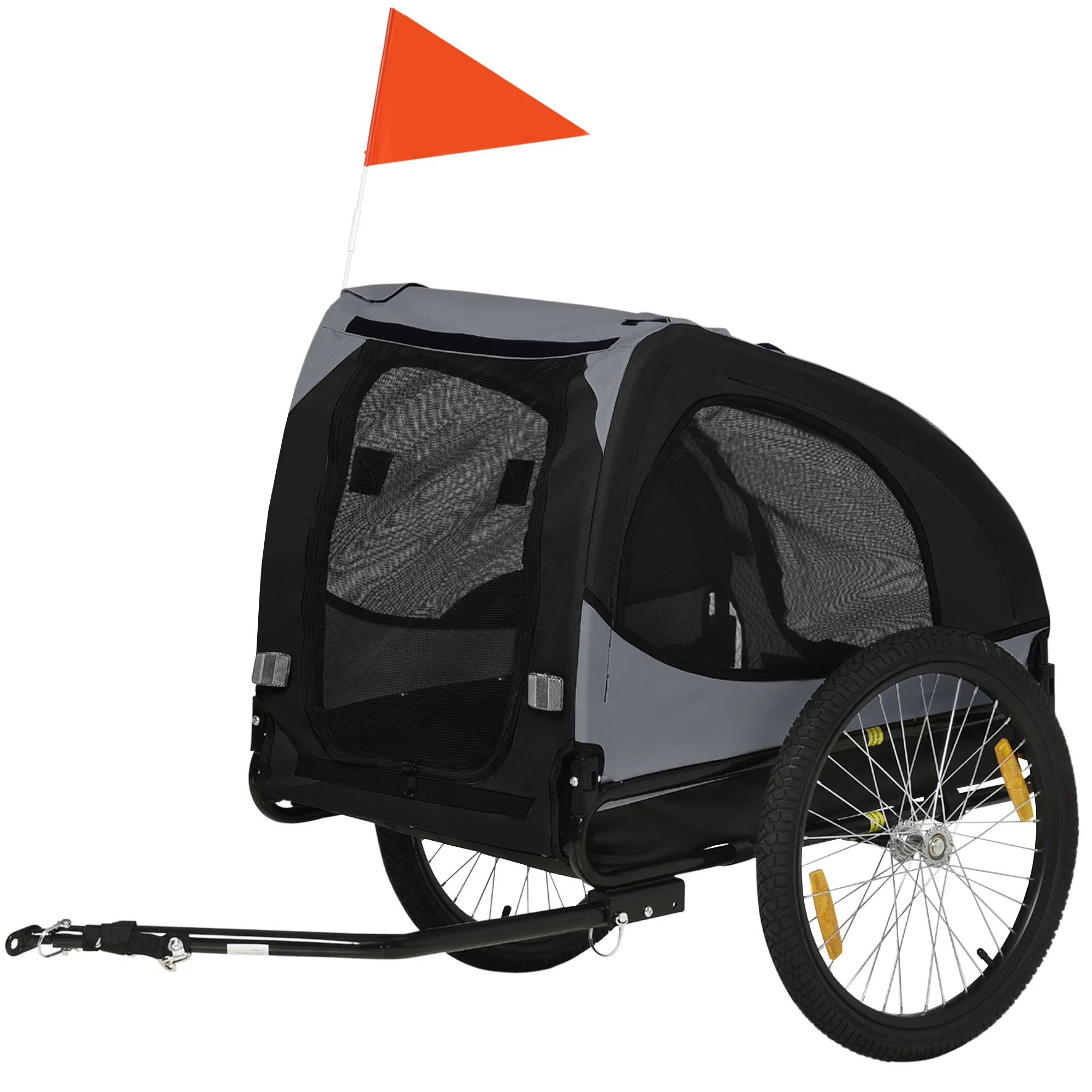 Dog Bike Trailer with Hitch Coupler, Quick Release Wheels, Reflectors, Flag for Medium Dogs, Black photo 1