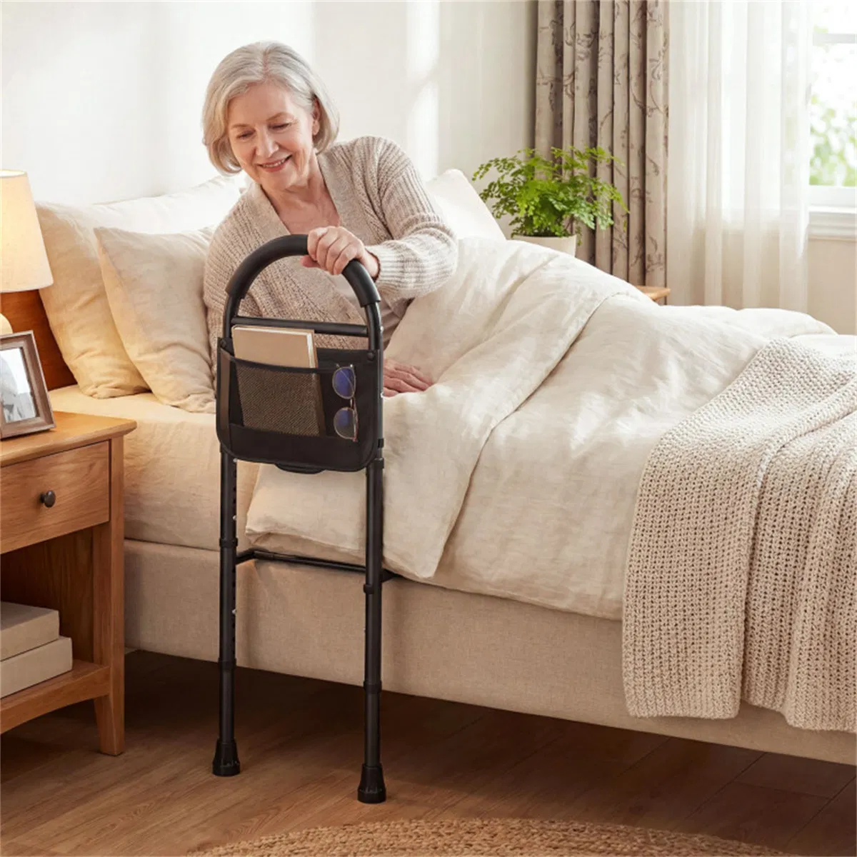 Height Adjustable Bedside Safety Rail, Tool-Free Assembly Bed Assist Bar with Anti-Slip Legs for Elderly Adults photo 8