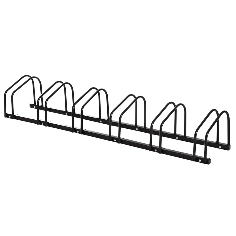 6-Bike Bicycle Floor Parking Rack Cycling Storage Stand Ground Mount Garage Organizer for Indoor and Outdoor Use Black photo 7