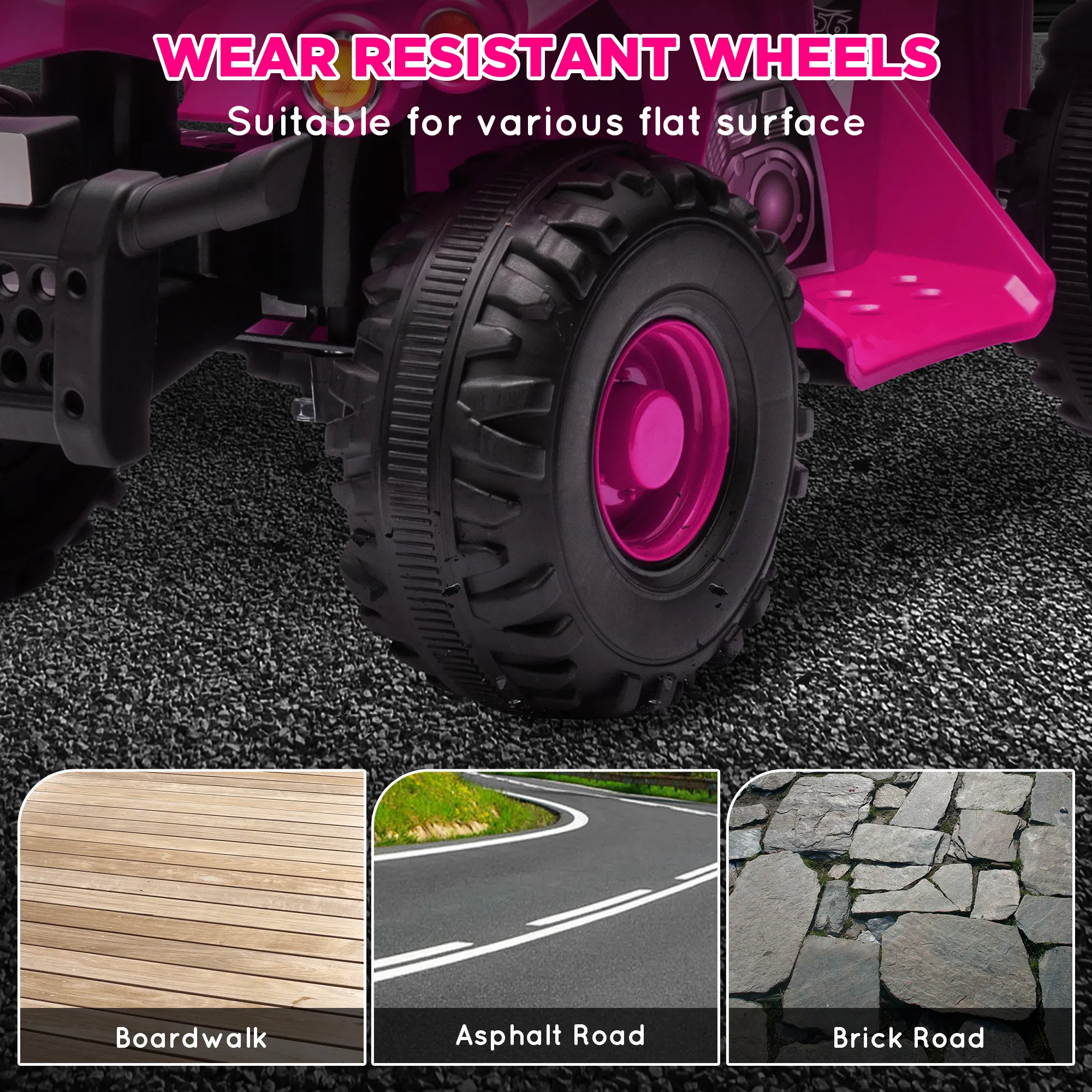 6V Kids ATV Quad w/ Music, Forward, for 2-6 Years, Pink photo 4