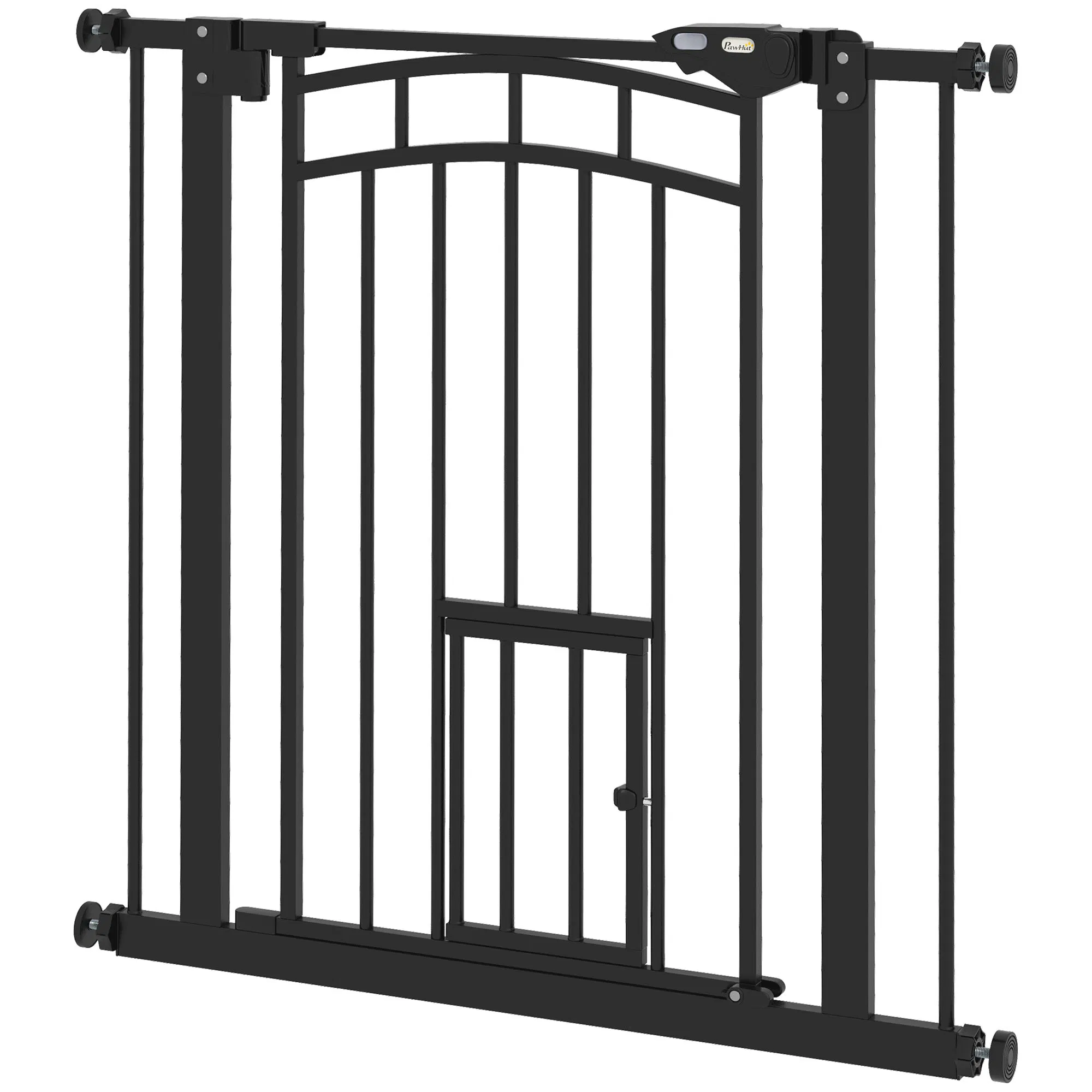 Auto-Close Pet Gate, Stair Gate with Cat Door, Double Locking for Doorways Hallways Stairs, Fits 29"-31.5" Wide, Black photo 1