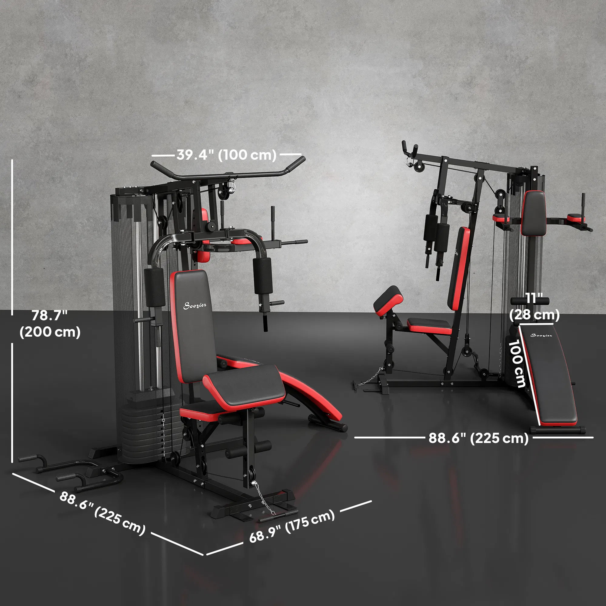 Multi Home Gym Equipment, Workout Station with Sit up Bench, Push up Stand, Dip Station, 99lbs Weights photo 4