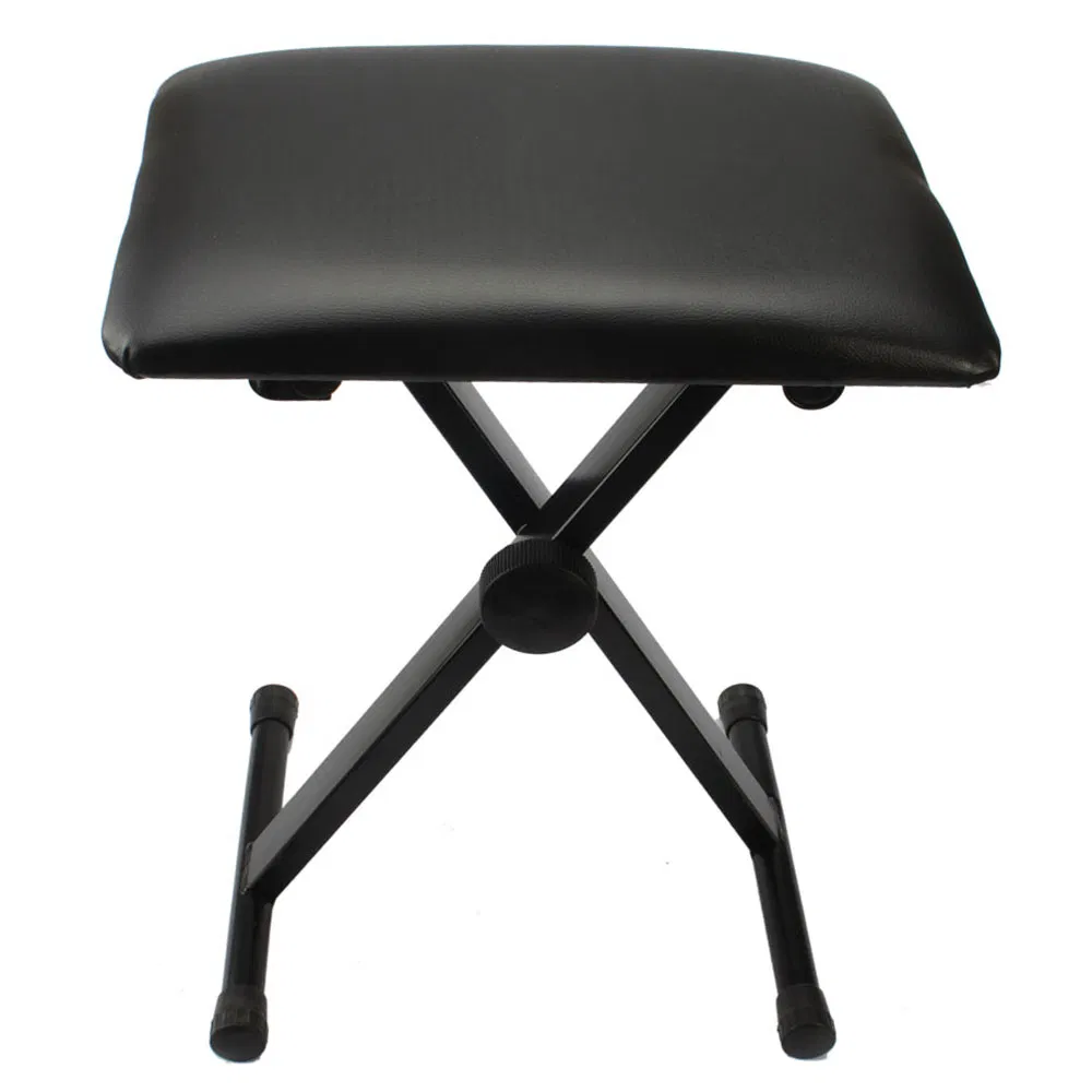Dual-tube X-Shape Keyboard Stand + Adjustable Folding Piano Bench Stool Seat Black photo 7