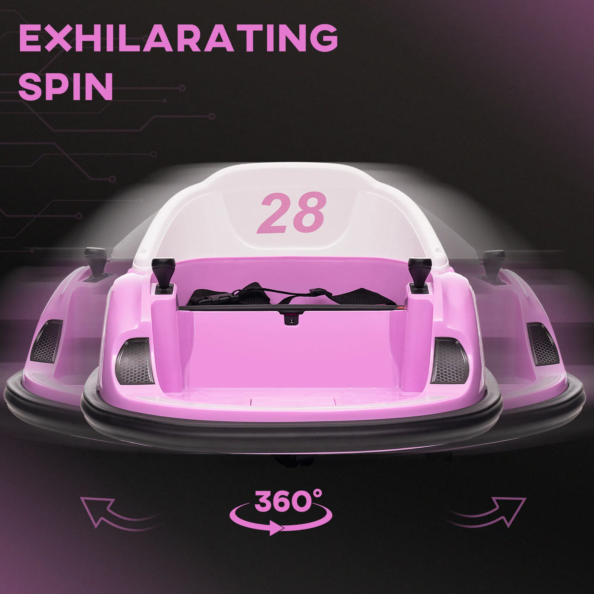 12V Bumper Car for Toddlers, Ride On Car with 360 Degree Remote Control, Lights Music Horn, for 1.5-5 Years, Pink photo 6
