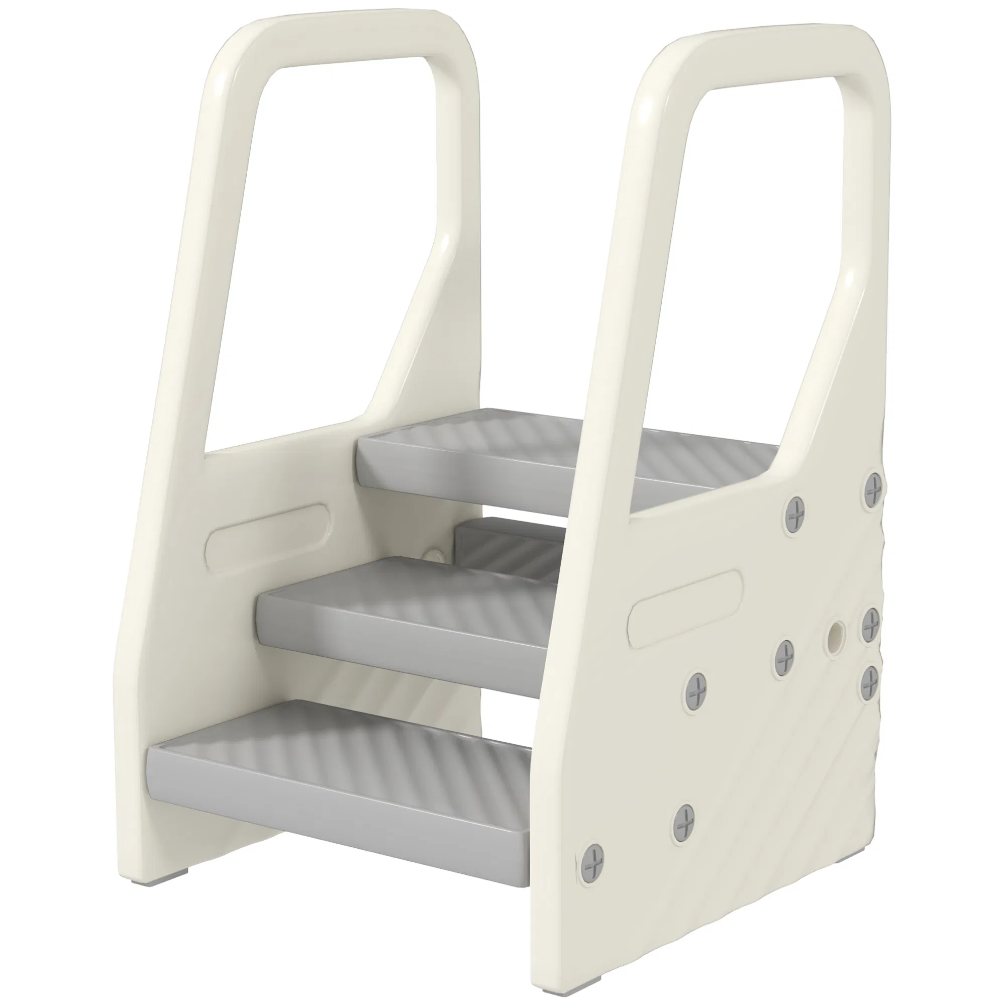 Adjustable Height Toddler Step Stool with Handle & Foot Pads, Grey photo 1