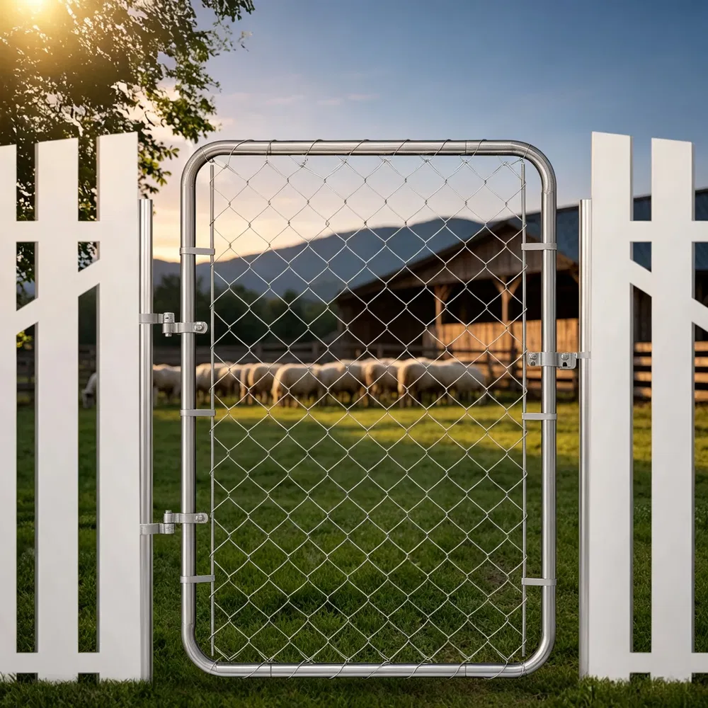 32 x 46 in Adjustable Chain Link Fence Gate, Fits 2-4 ft (W) x 4 ft (H) Openings, for Garden & Farm, Posts Not Included photo 7
