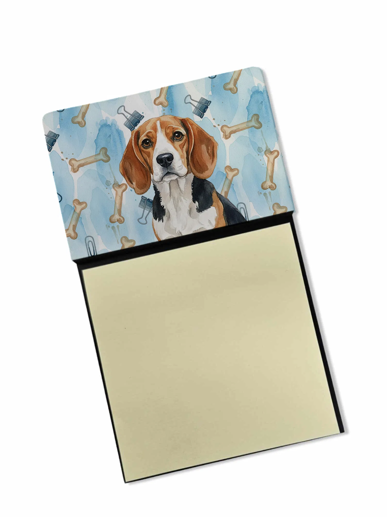 Beagle Coworker Watercolor Sticky Note Holder Refillable Dispenser Desk Accessory 3x3 Pad Gift photo 1