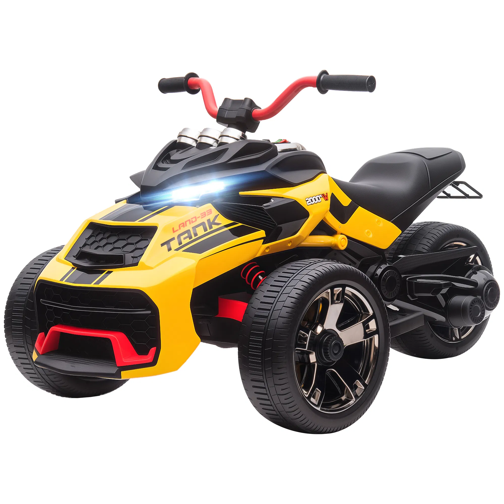 12V Kids Ride On ATV with MP3 Player, Music, Horn, 2 Speeds, LED Lights, Gift for Boys & Girls, Yellow photo 1