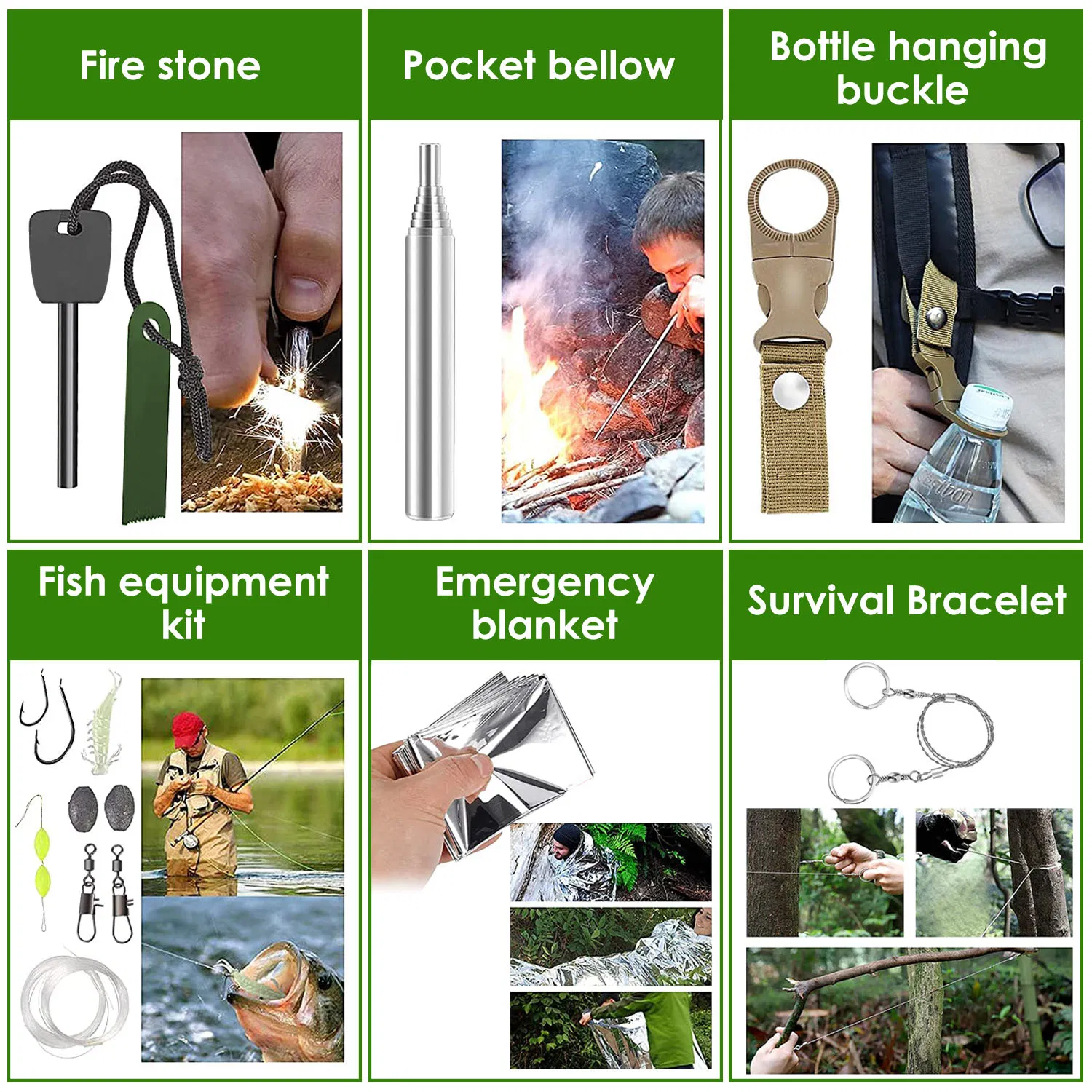 47Pcs Emergency Survival Kit Survival EDC Gear Equipment Tool First Aid Supplies Kit Tools with Pouch for Hiking Hunting Disaster Camping Adventure photo 5