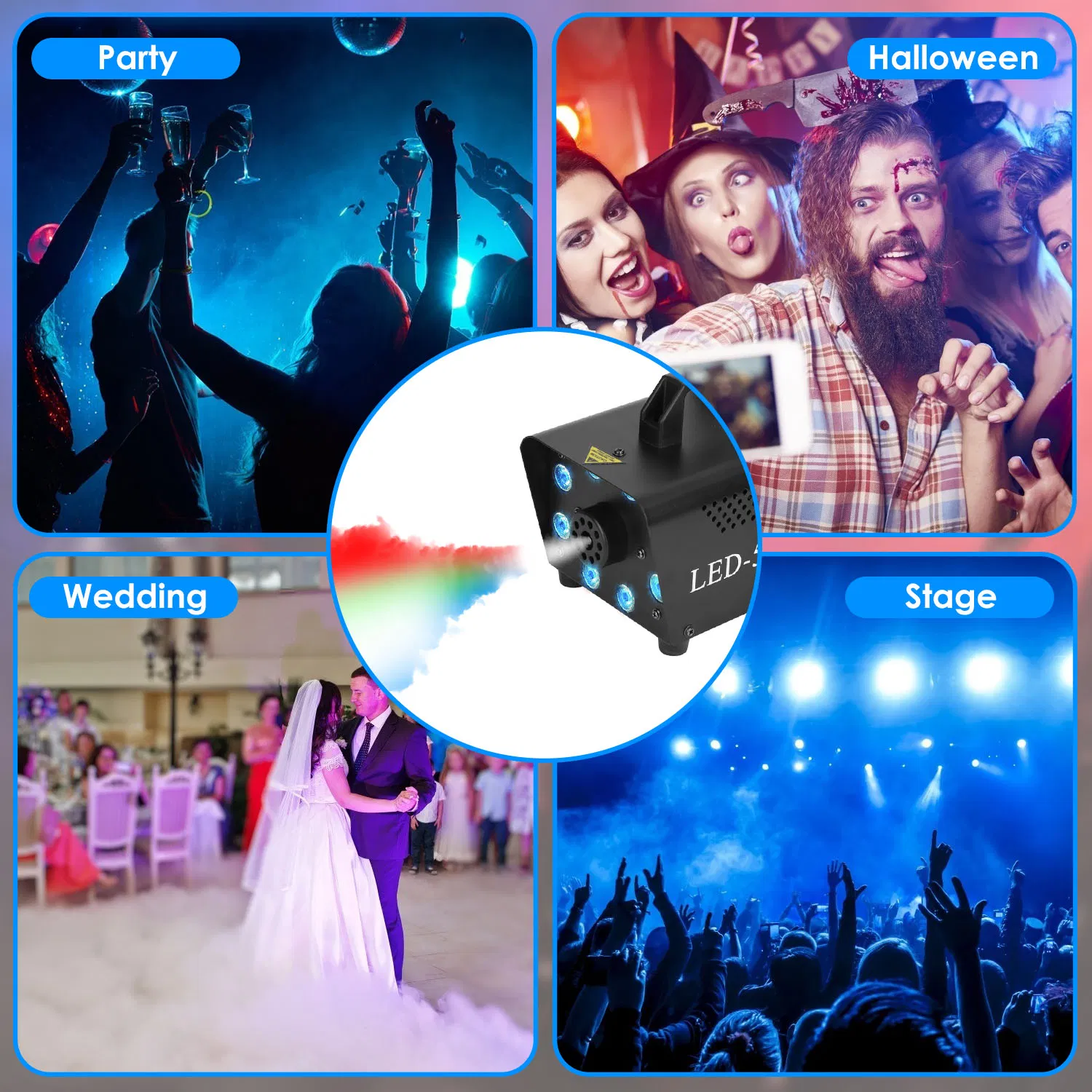 500W Fog Machine 2000CFM Colorful Smoke Machine with 8Pcs LEDs 5 Lighting Effects 3-Level Brightness photo 5