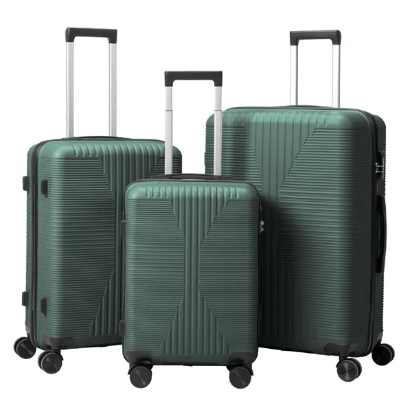Non-TSA approved combination lock, three-in-one PP trolley suitcase, 20in, 24in, 28in, dark green photo 2
